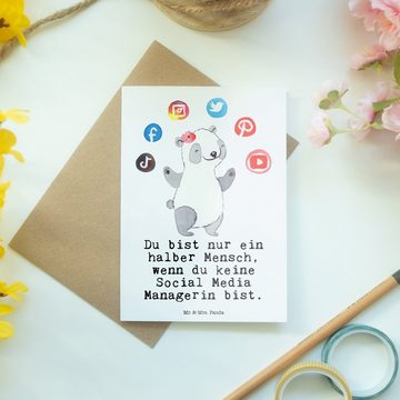 Mr. & Mrs. Panda Grußkarte Social Media Managerin Herz - Weiß - Geschenk, Klappkarte, Glückwunsc, Einzigartige Motive