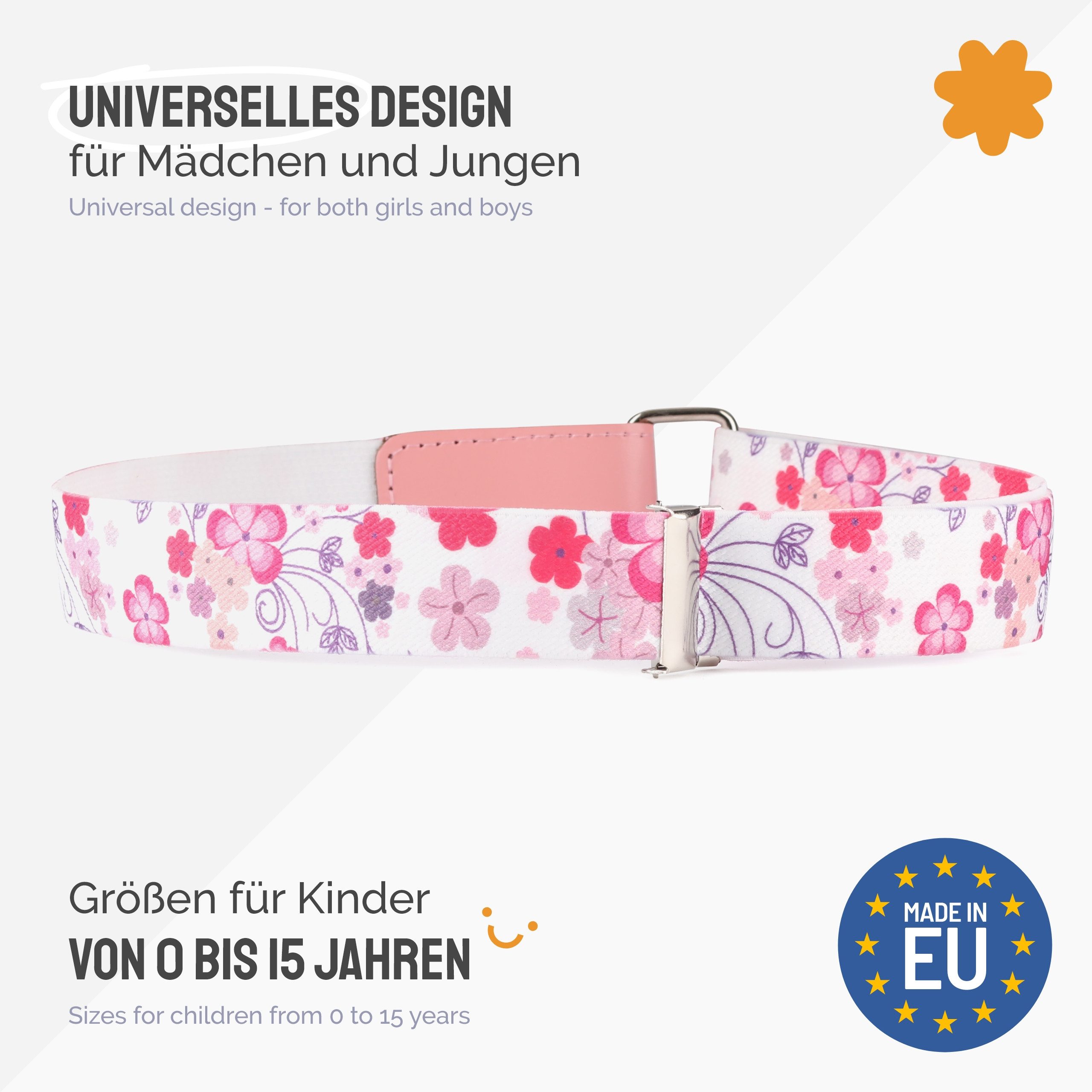 Ladeheid Stoffgürtel Kinder Gürtel Elastik-Gürtel 1-12 Jahre 34-90 cm P15 (1-St)