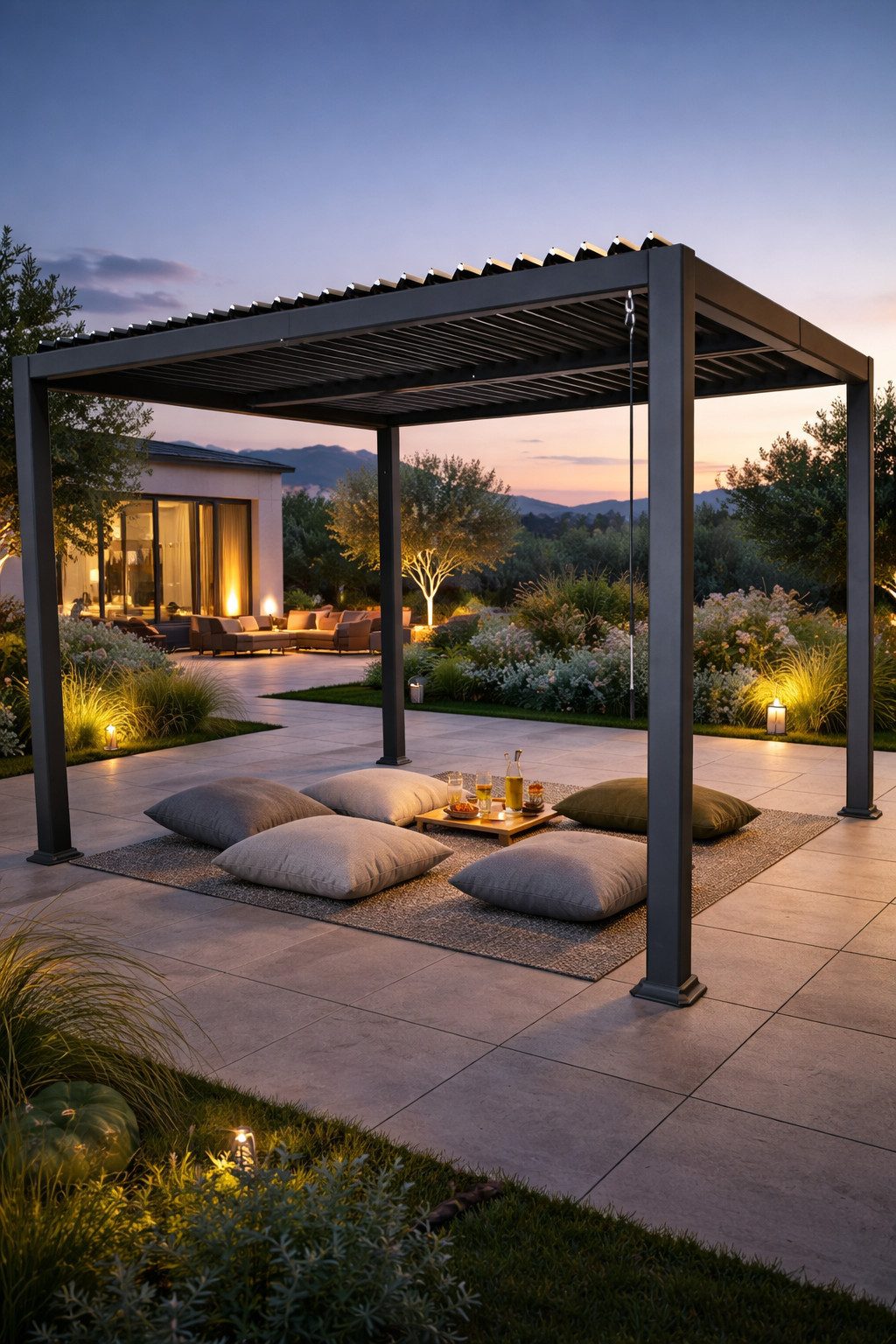 DEGAMO Pavillon BARACOA mit Lamellendach, 300x300cm, Aluminium dunkelgrau