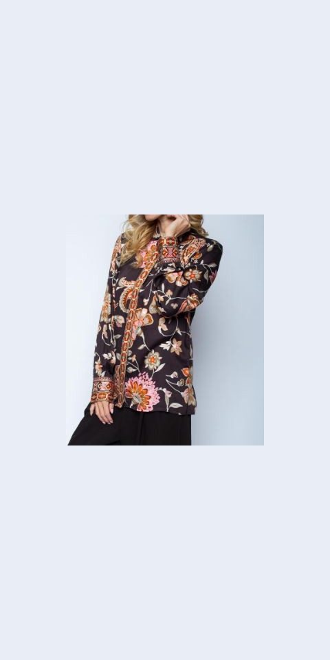 Emily Van Den Bergh Hemdbluse Bluse EMILY VAN DEN BERGH schokobraun Blumen