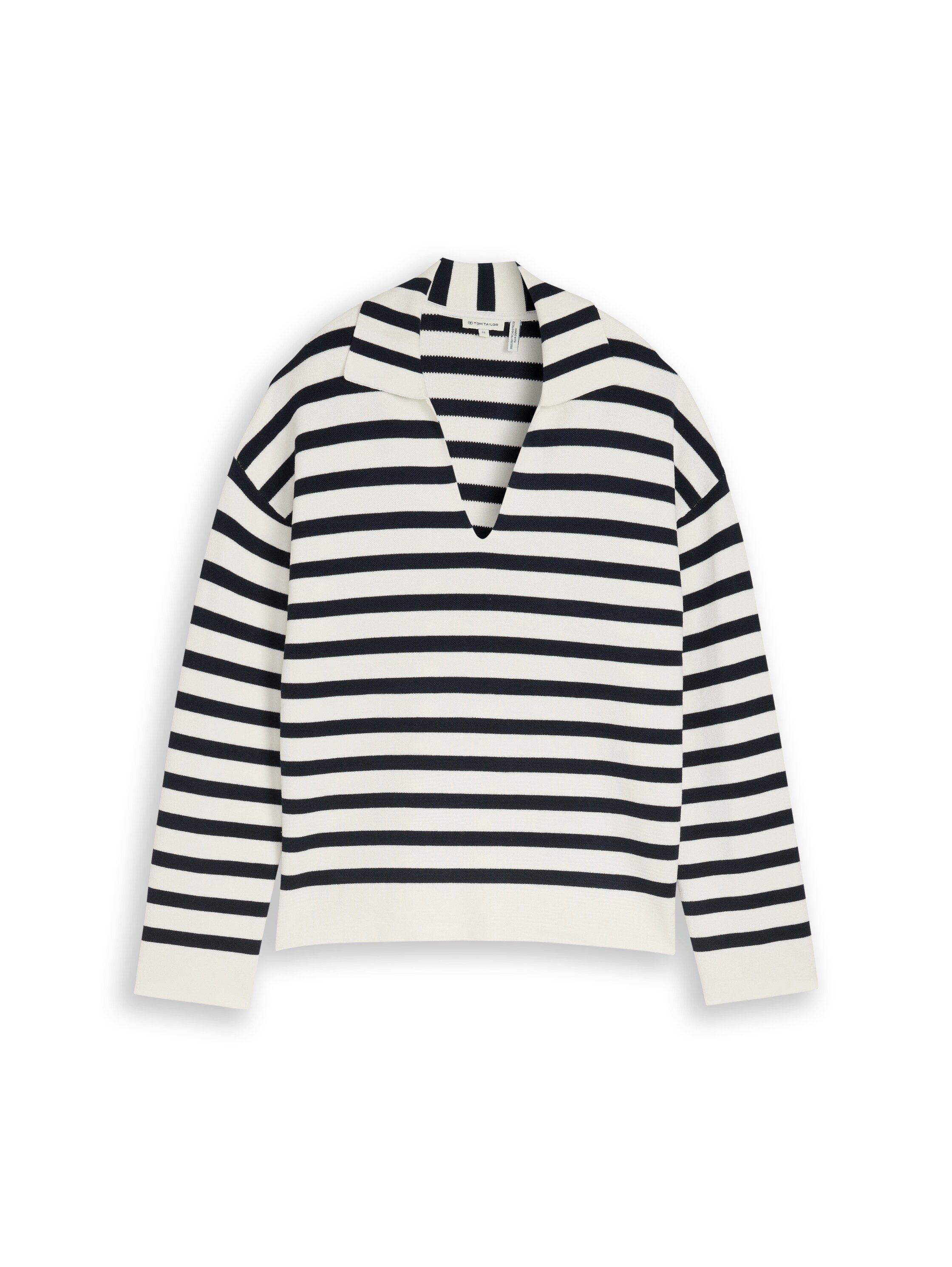 TOM TAILOR V-Ausschnitt-Pullover mit Streifen Muster