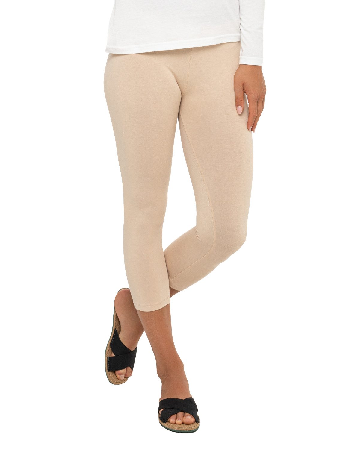 celodoro 3/4-Leggings Damen Leggings (3/4 Capri) Stretch-Jersey Hose aus Baumwolle