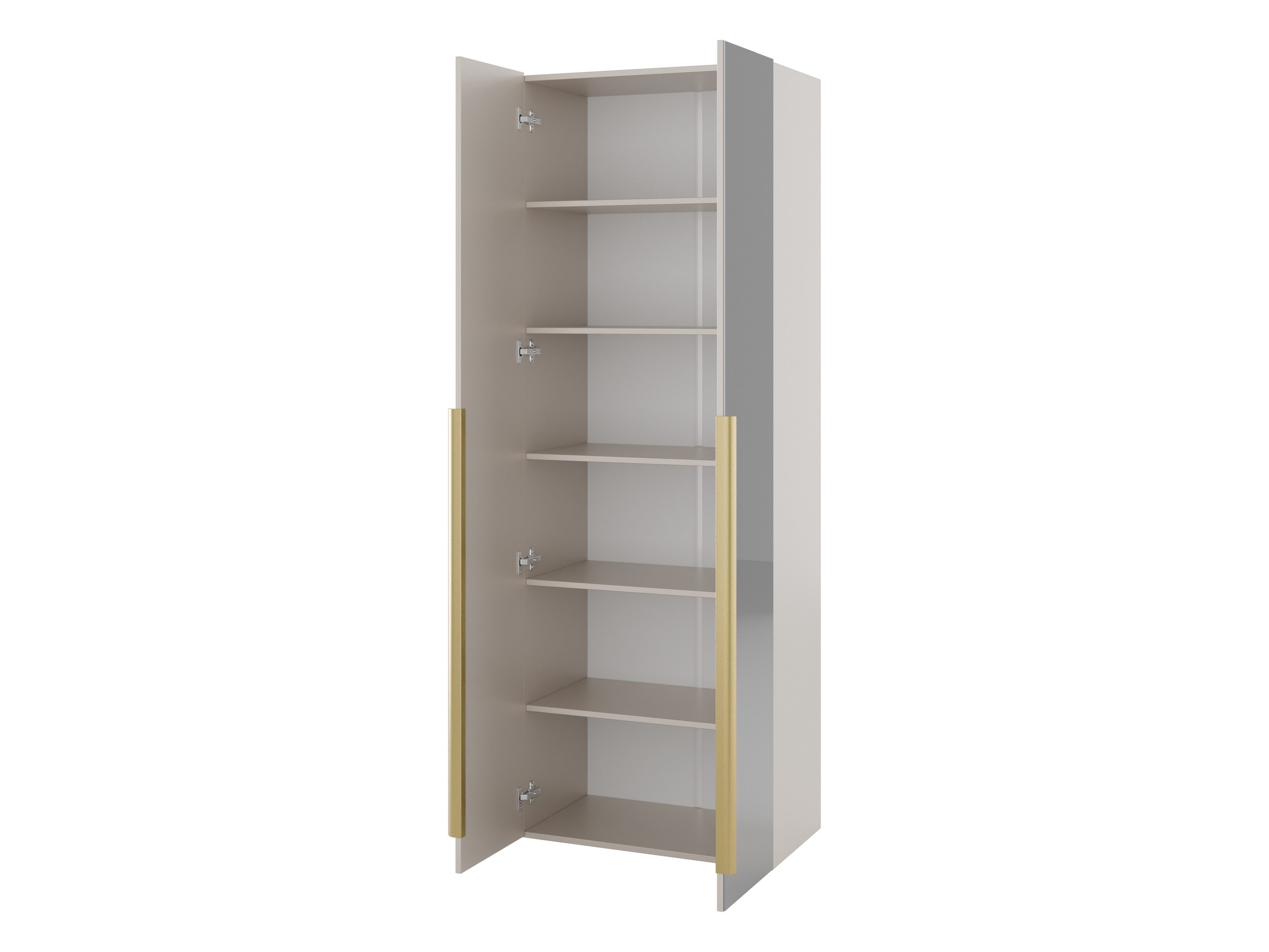MIRJAN24 Garderoben-Set Kerkin II, (2er-Set, Kleiderschrank, Kommode), Frontspiegel, Metallgriffe in der Farbe Gold