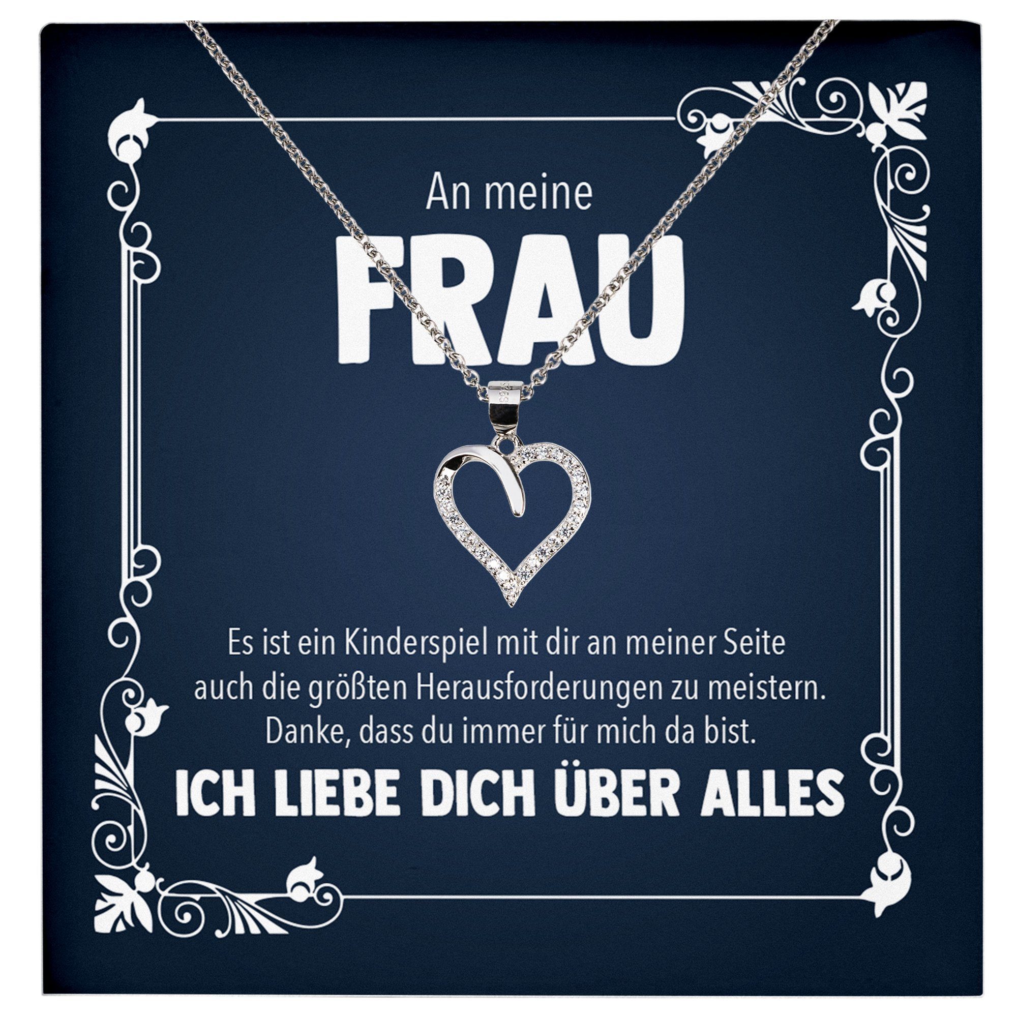 22Feels Schmuckset Hochzeitstag Geschenk Ehefrau Schmuck Valentinstag Halskette Geburtsta, Echt-Silber 925/000, Karte Made In Germany