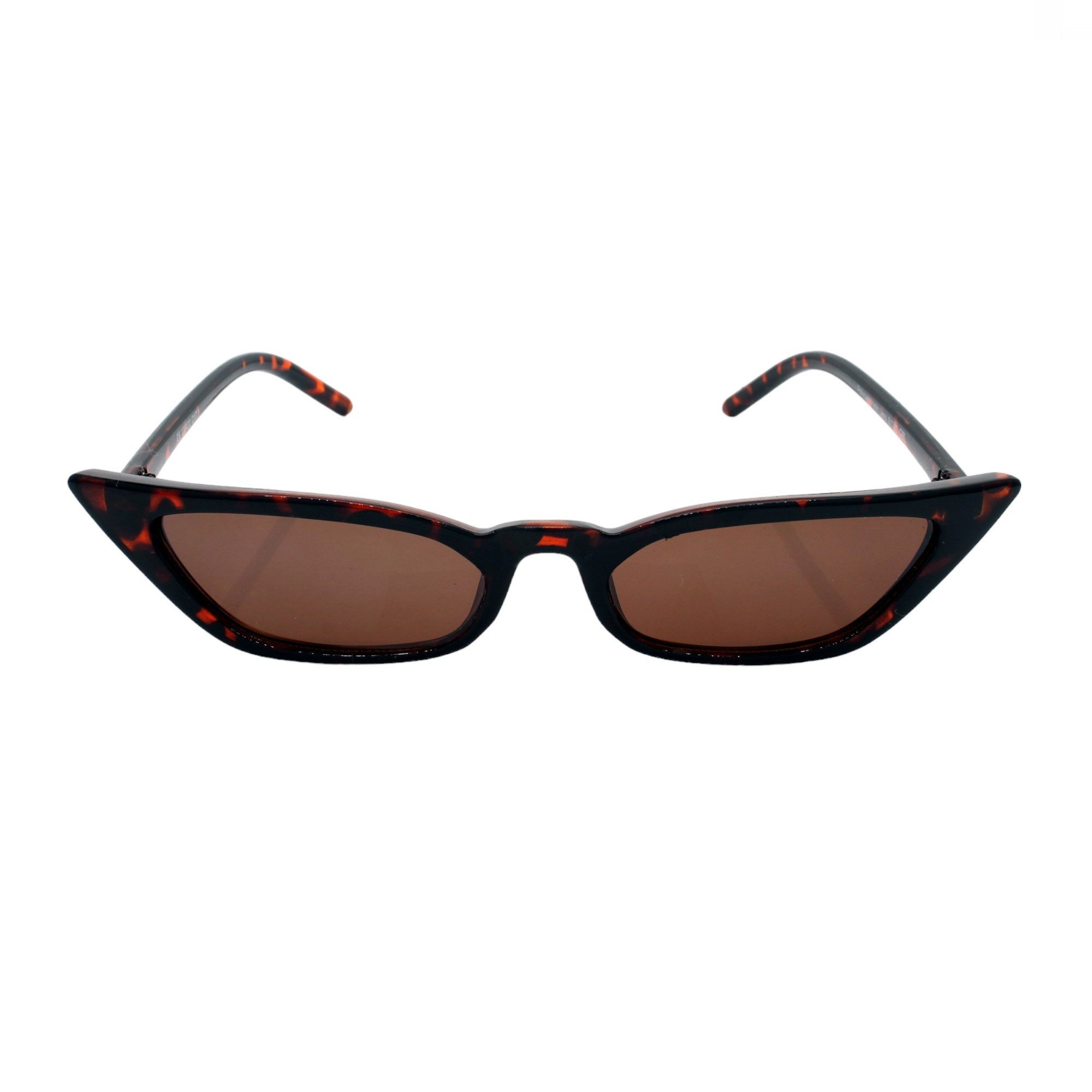 LUXXADA Sonnenbrille Damen Cat Eye extra schmal Influencer Festival Brille Extra Schmale Katzenaugen Gläser in Braun Getönt