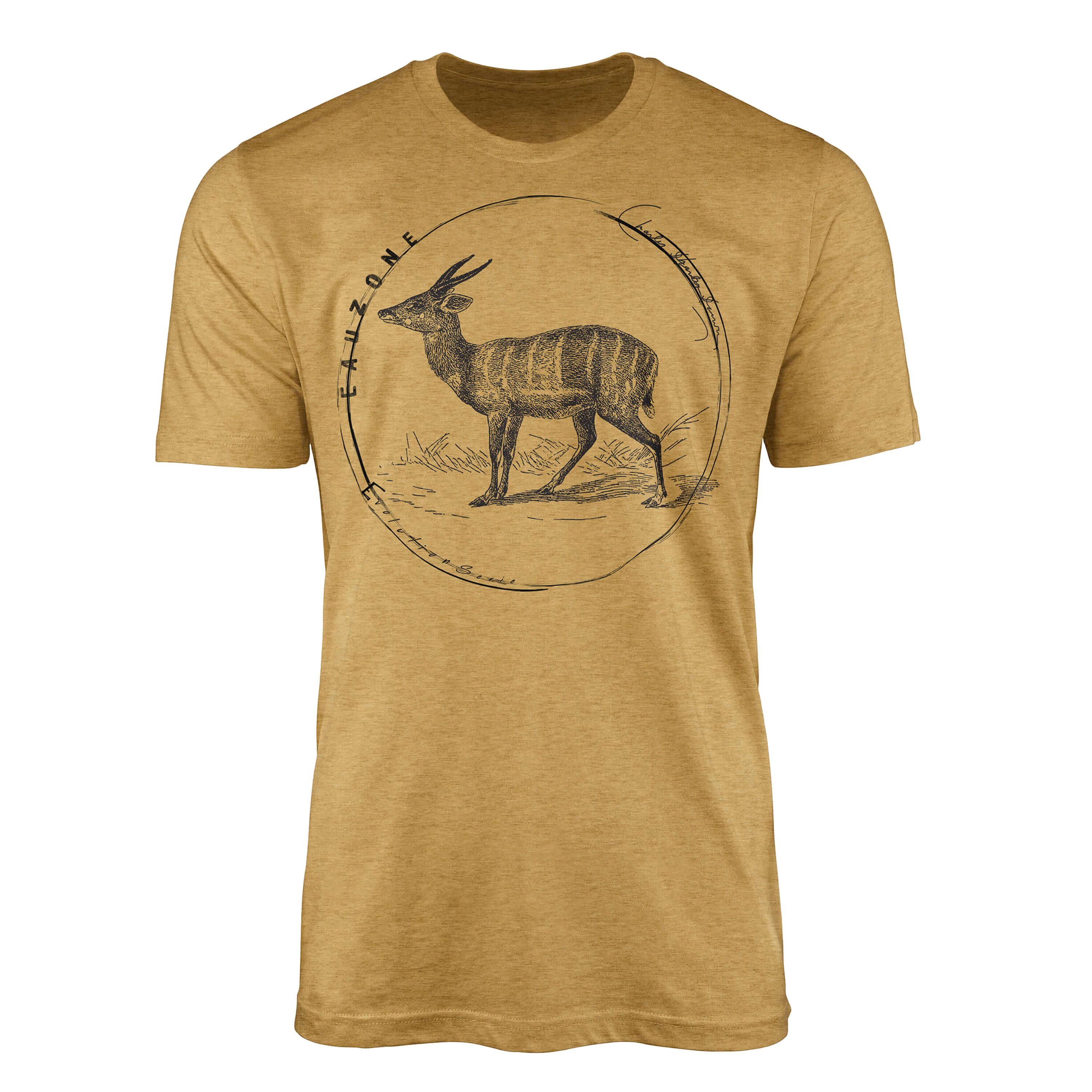 Sinus Art T-Shirt Evolution Herren T-Shirt Antilope Antique Gold