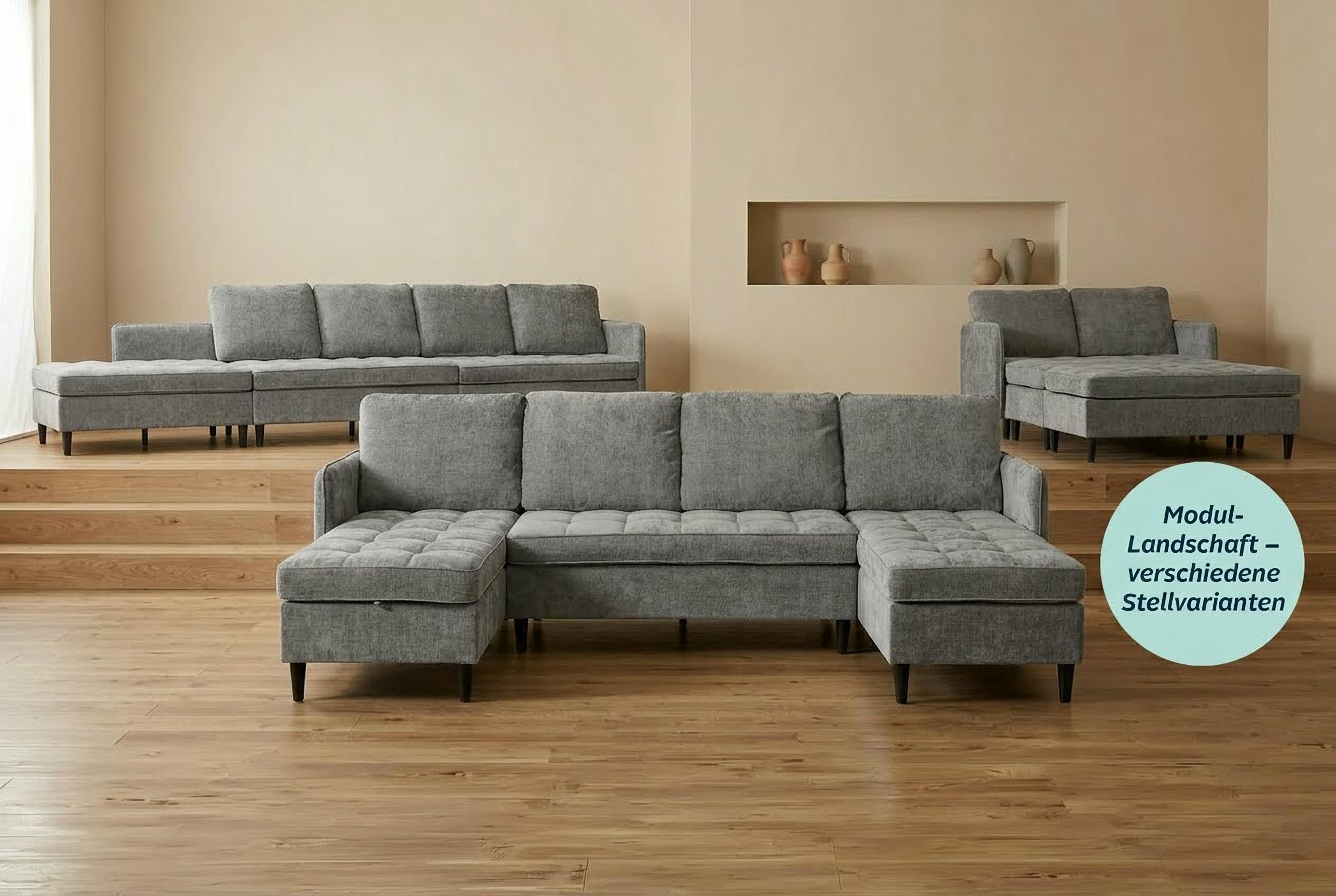 Dorel Home Wohnlandschaft LINDHUS, Chenille, Modulsofa, verschiedene Stellvarianten