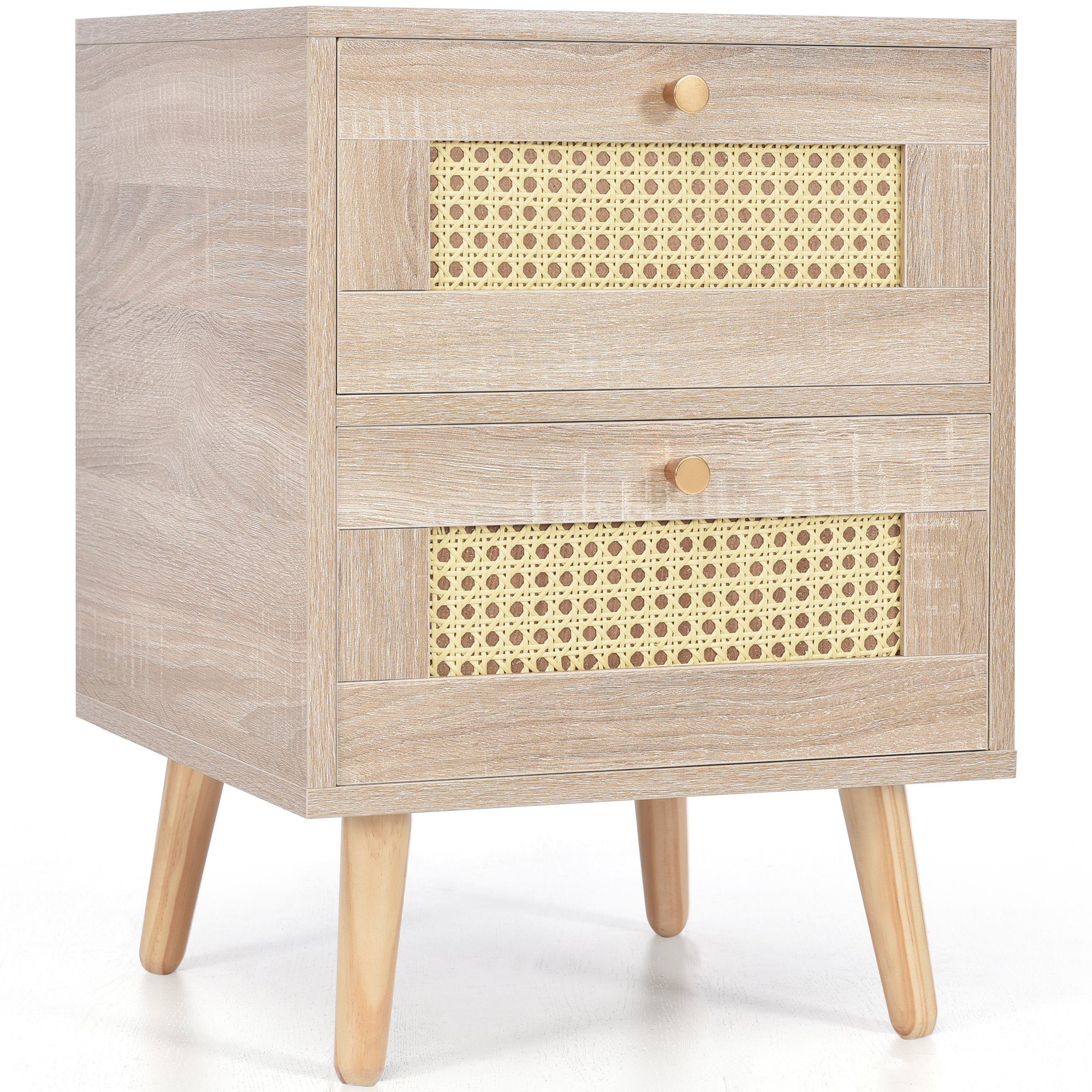 Nachttisch (1-St), Nachtschrank Nachtkommode Beistelltisch mit 2 Schubladen für Boxspringbett, 40 x 40 x 55 cm