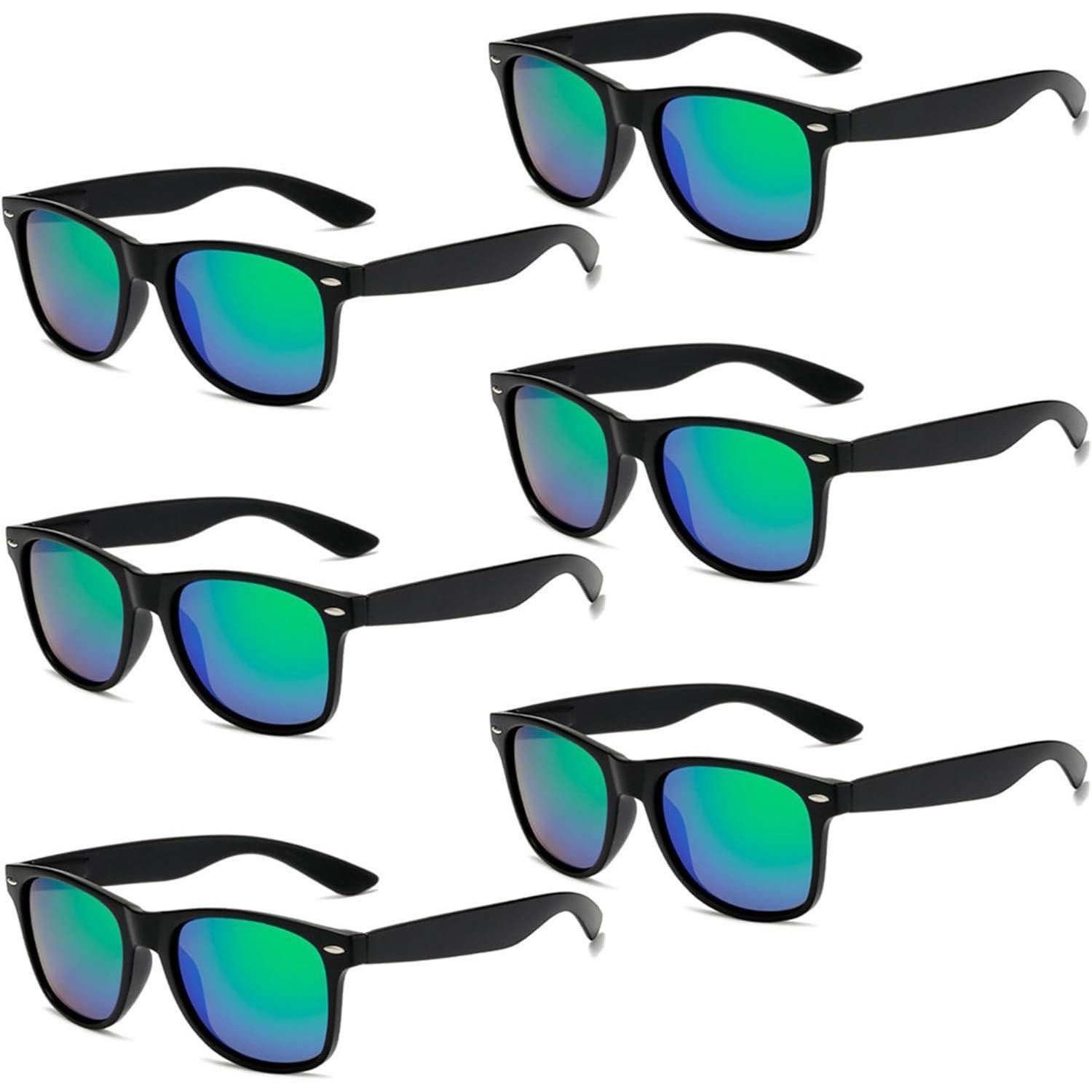 LuxusKollektion Retrosonnenbrille Sonnenbrillen 6 Stück Set Herren Damen Party Mirror Green