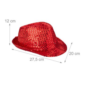 relaxdays Trilby Pailletten Hut LED Rot