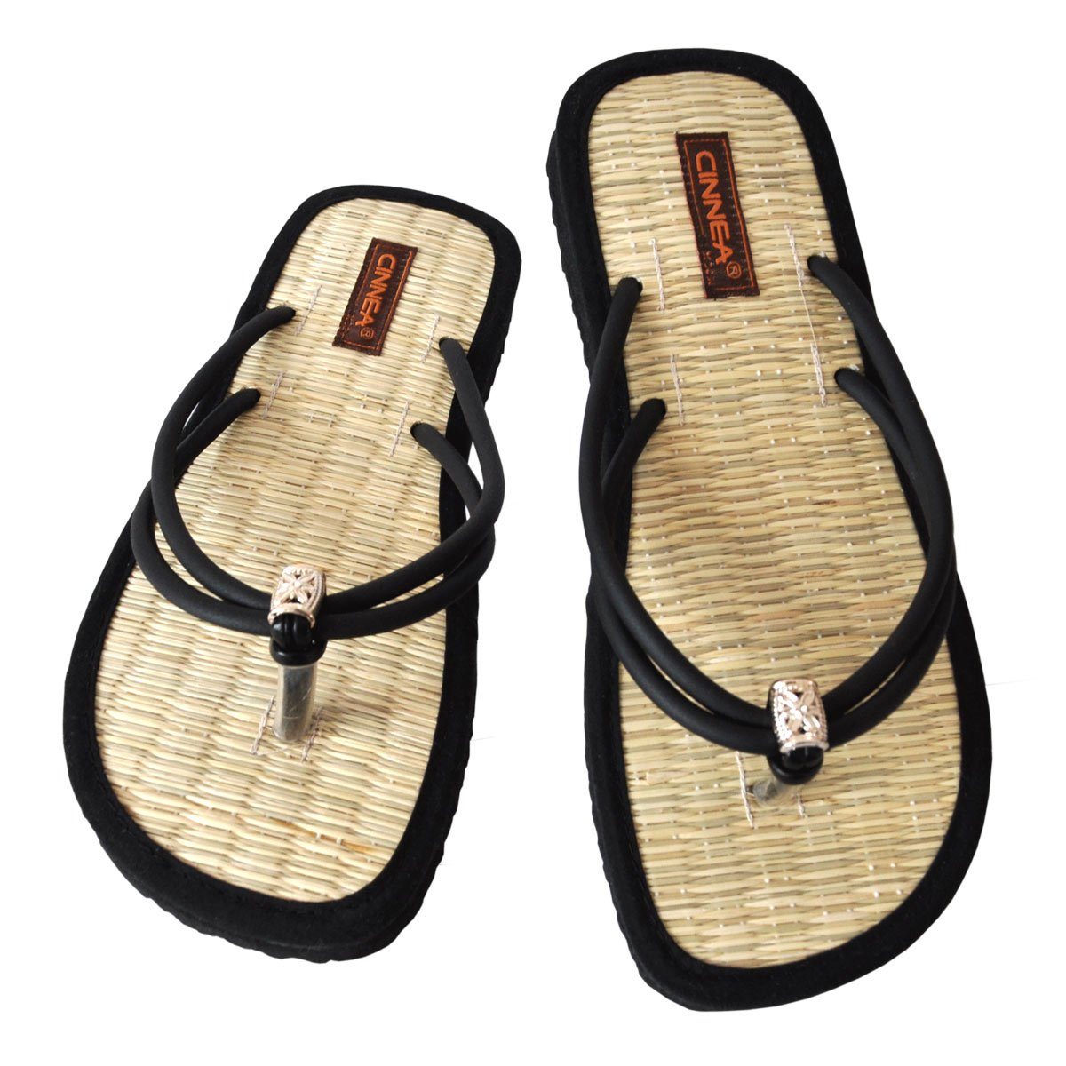 CINNEA LAPAZ Sandalette Zimtlatschen, handgefertigt, Wellness-Zimtfüllung, Binsenlauffläche gegen Hornhautneubildung