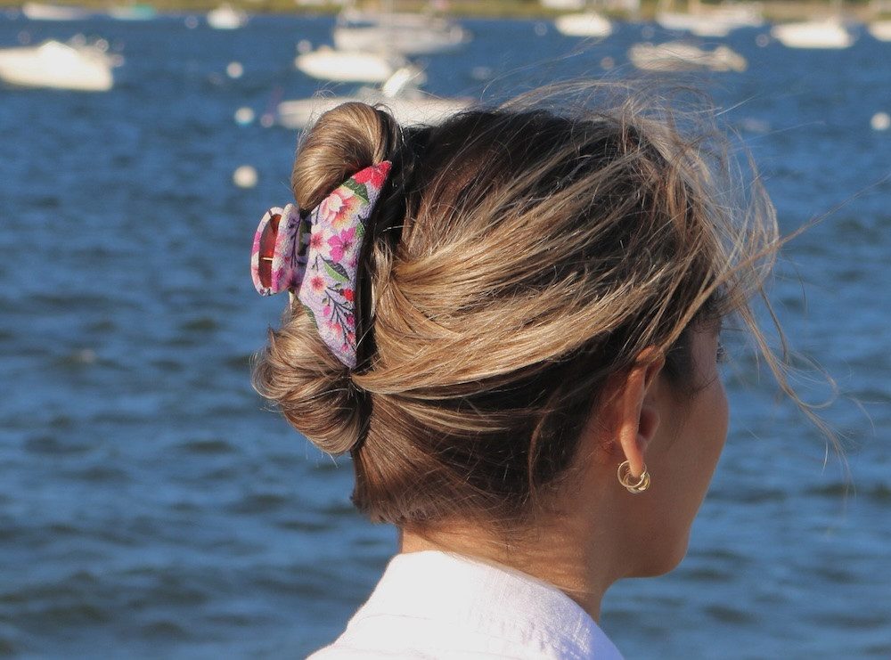 LK Trend & Style Haarclip Haarspange mit doppel Kralle, für die schnelle Frisur Top Spange, Je nach Ausschnitt des Stoffes kann das Muster variieren, Unikat.