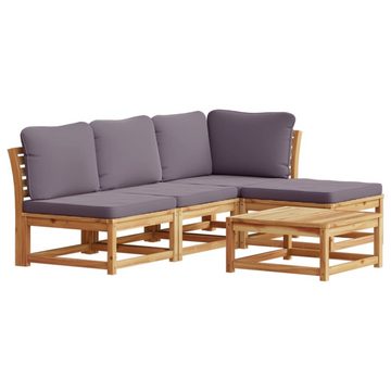 vidaXL Loungesofa 5-tlg. Garten-Lounge-Set mit Kissen Massivholz Akazie, 1 Teile