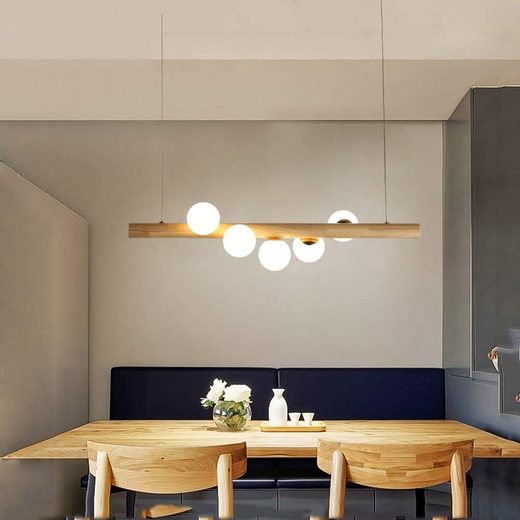 ZMH Pendelleuchte »LED Hängeleuchte aus Holz und Glas esstisch Kugel