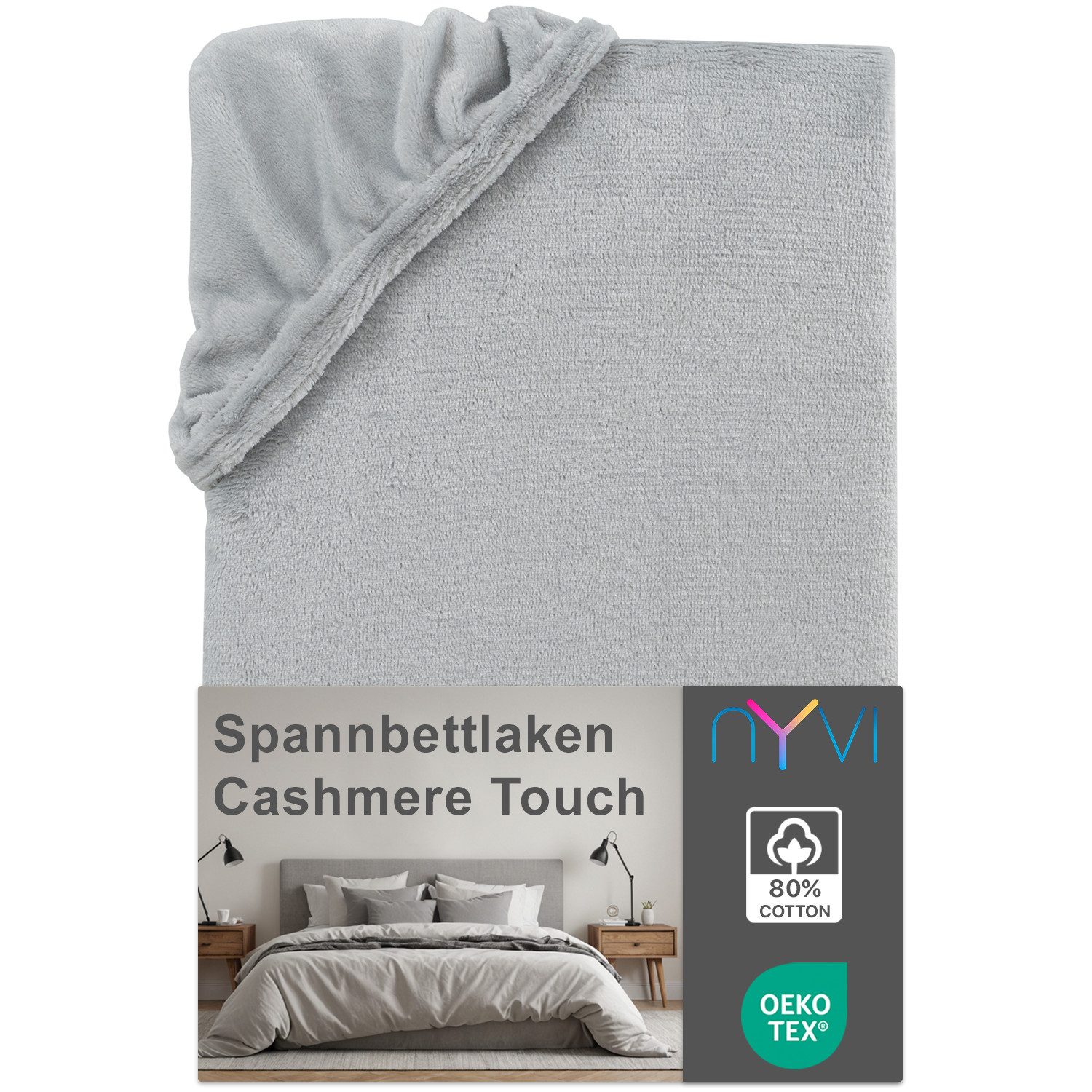 NYVI Spannbettlaken Spannbettlaken DreamScience Cashmere Touch für Matratzen bis 22cm Höhe, Microfaser-Fleece, Gummizug: rundum, (1 Stück), Samtweiches & Wärmendes Bettlaken Spannbetttuch