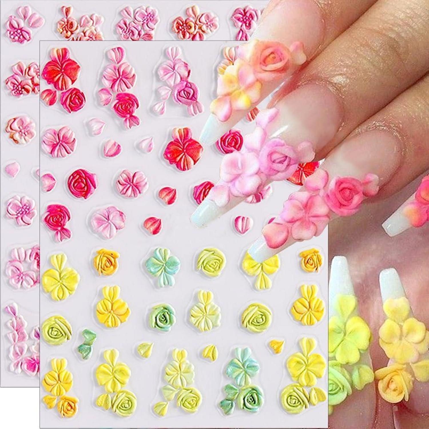 LuxusKollektion Nageldesign Zubehör 5D Blumen Nagelsticker Frühling Sommer