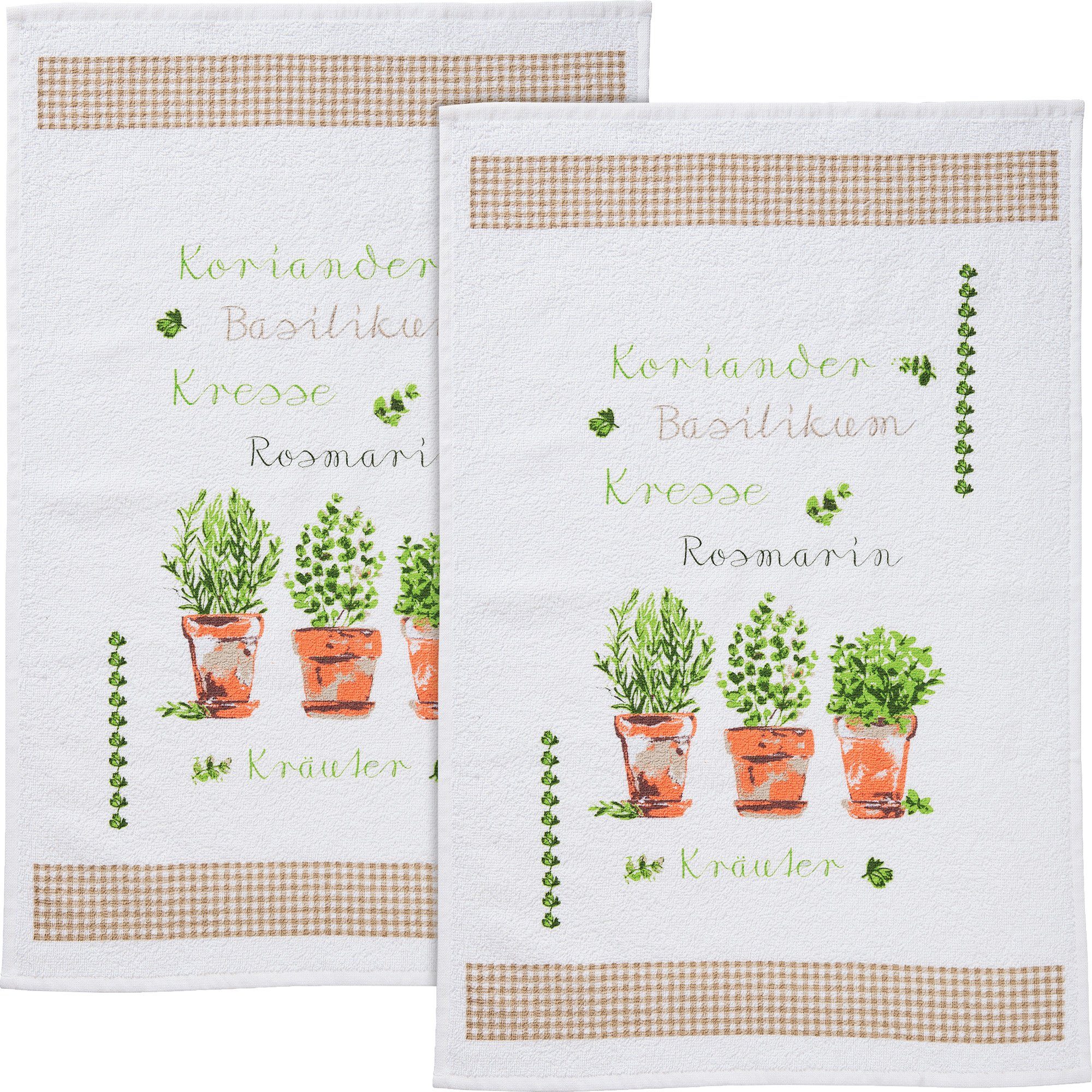Erwin Müller Geschirrtuch Frottier-Geschirrtuch 2er-Pack, Baumwolle Motiv