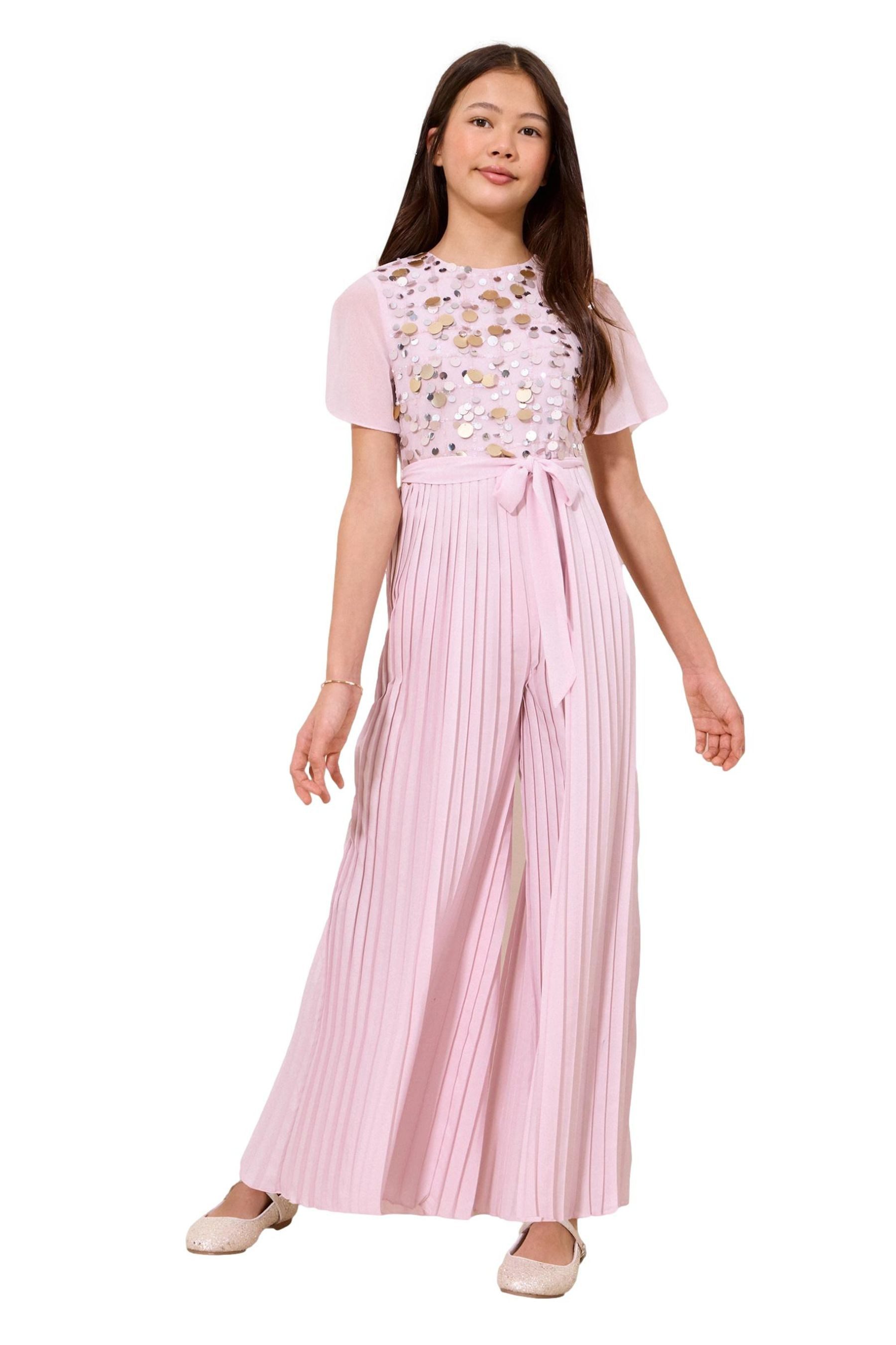LIPSY Jumpsuit Lipsy plissierter Jumpsuit mit Pailletten (1-tlg)