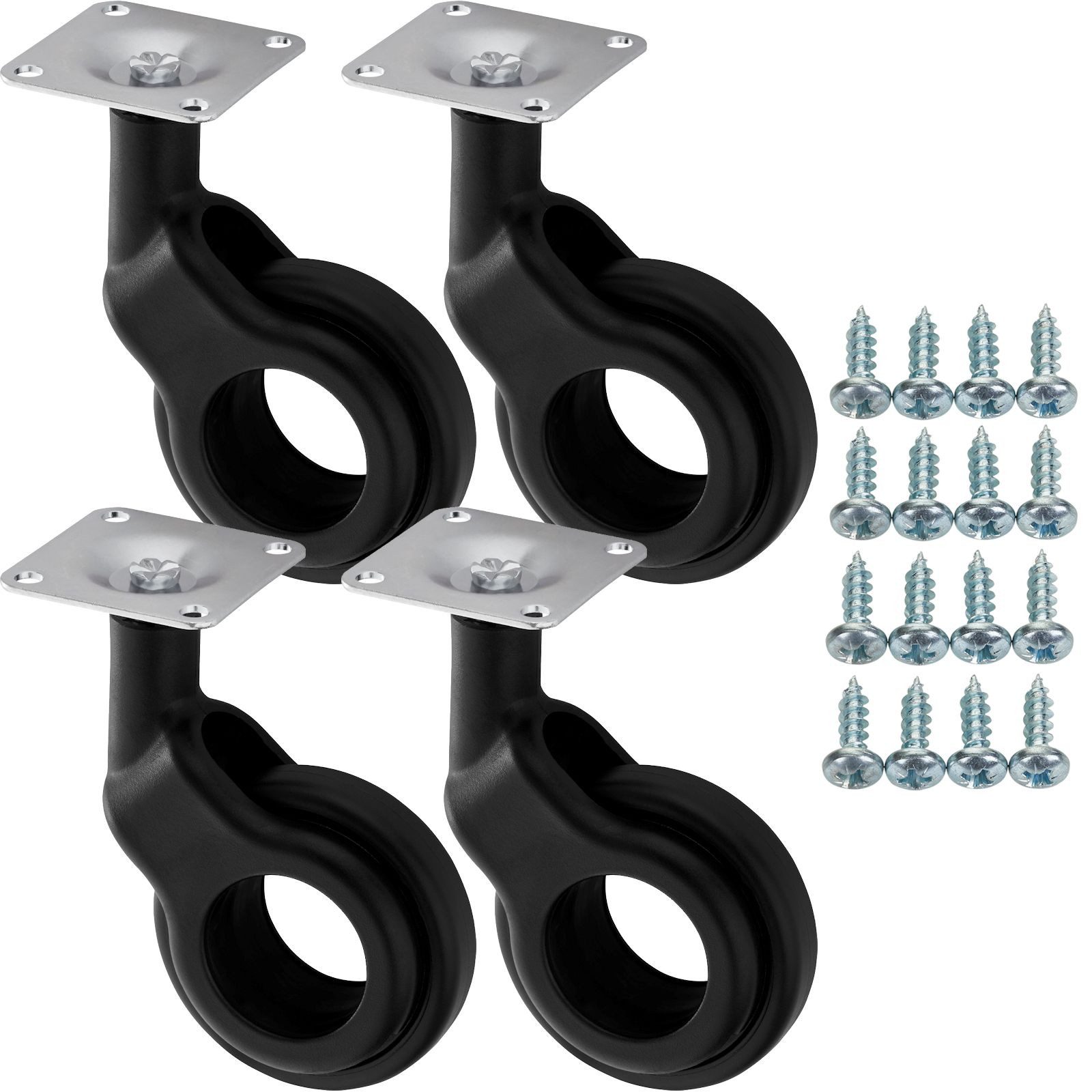 SO-TECH® Möbelrolle 4x Möbelrollen ohne Bremse inkl. Schraubenset, (4-St), ohne Bremse (Feststeller), belastbar bis 30 kg pro Rolle