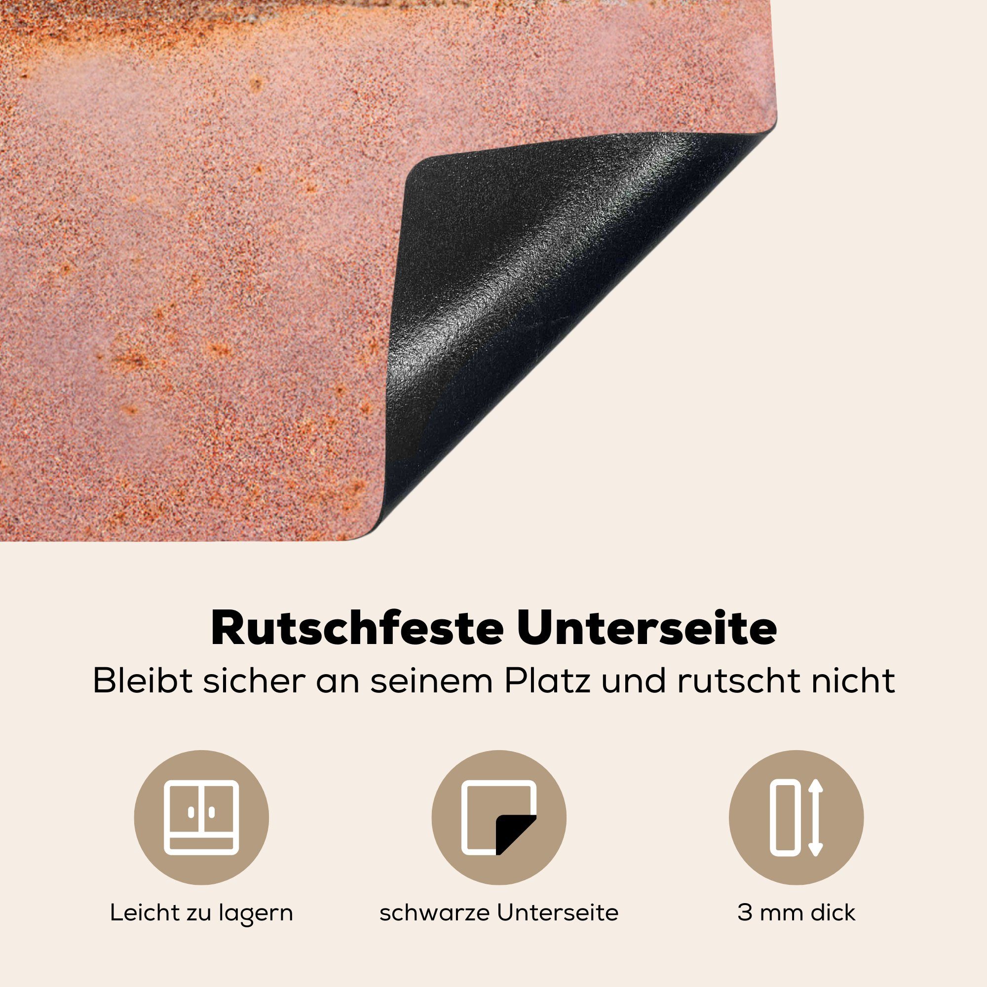 MuchoWow Herdblende-/Abdeckplatte Metall - Rost Industrie, für (1 Dekoration Induktionsherd, 58x51 tlg), cm, Vinyl, Induktionskochfeld Küchen 