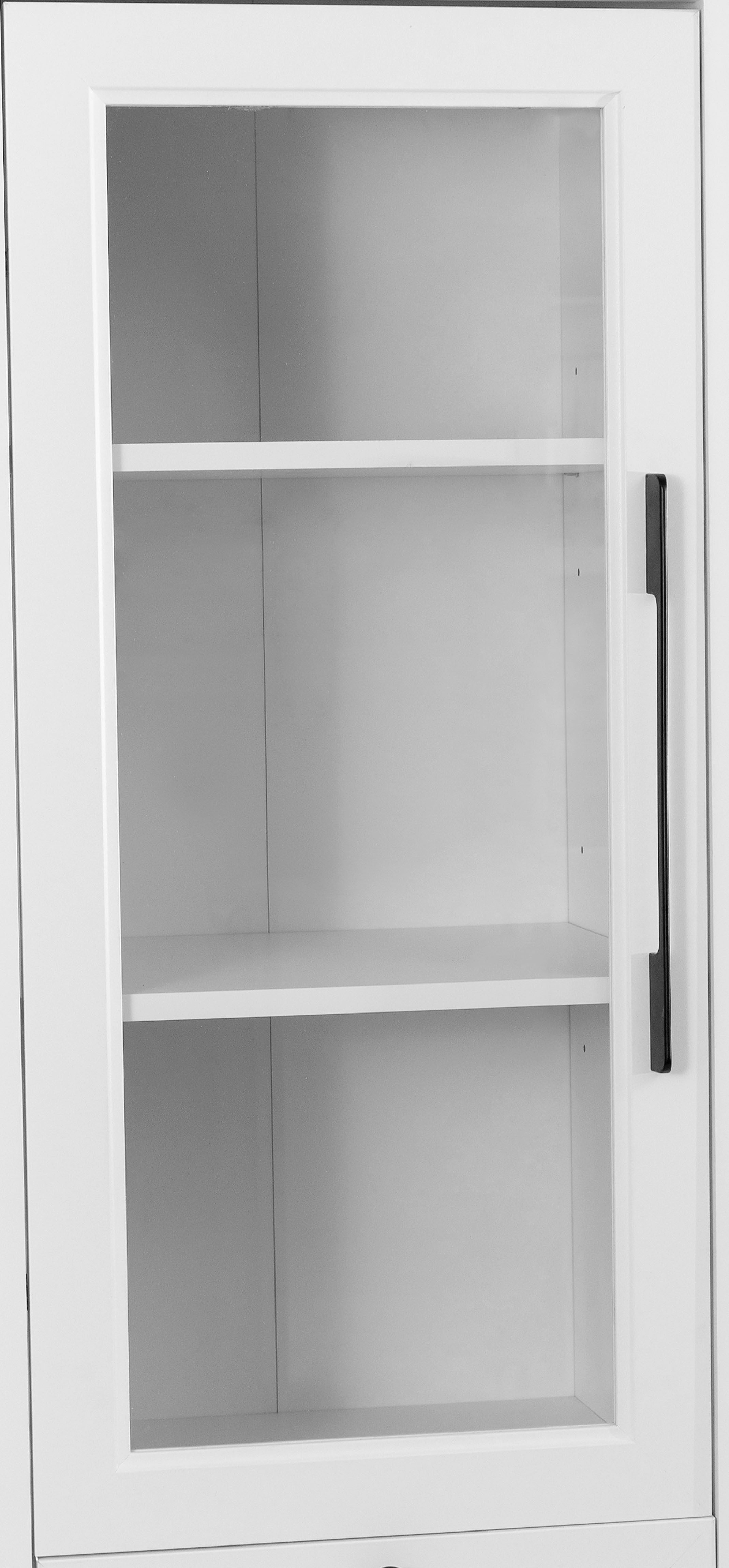 OTTO home Vitrine Ismund aus MDF, mit Holz-Zierleiste, schwarzen Metallgriffen, Höhe 180,5 cm