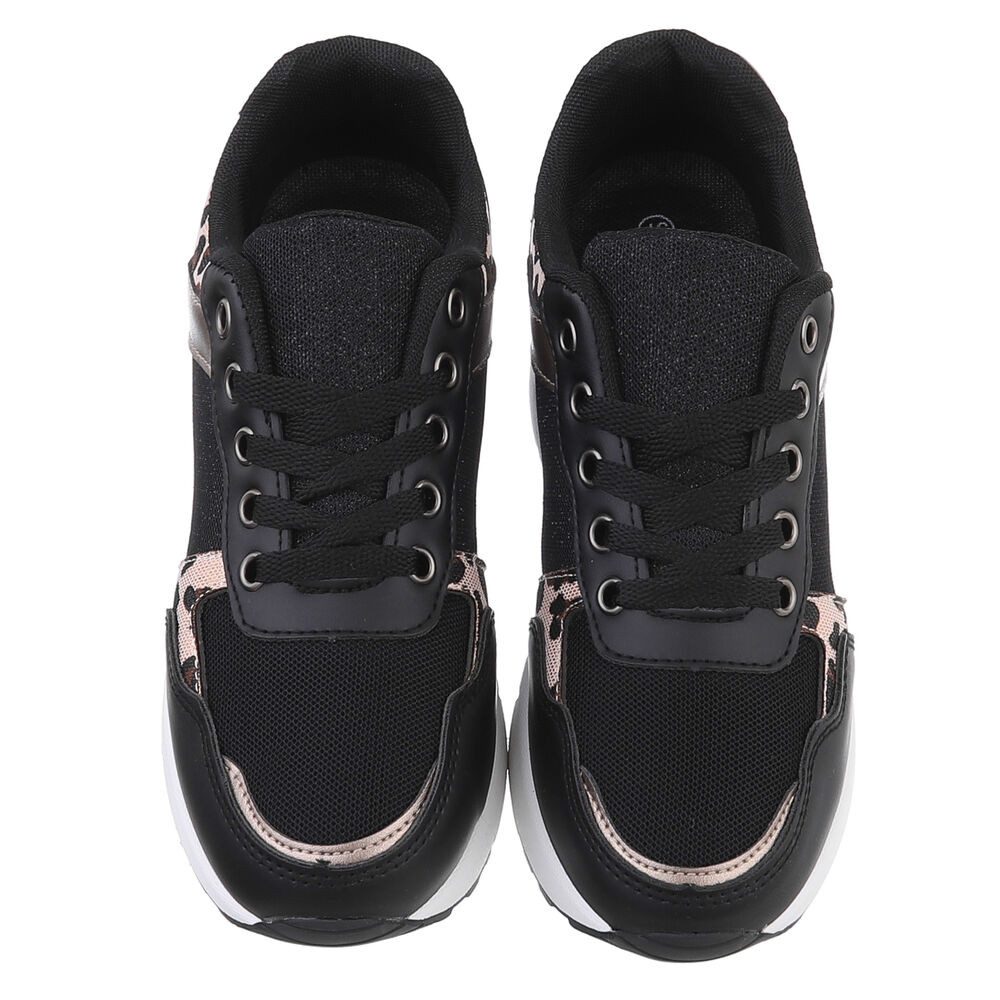 Ital-Design Damen Low-Top Freizeit Sneaker (88671447) Keilabsatz/Wedge Sneakers Low in Schwarz