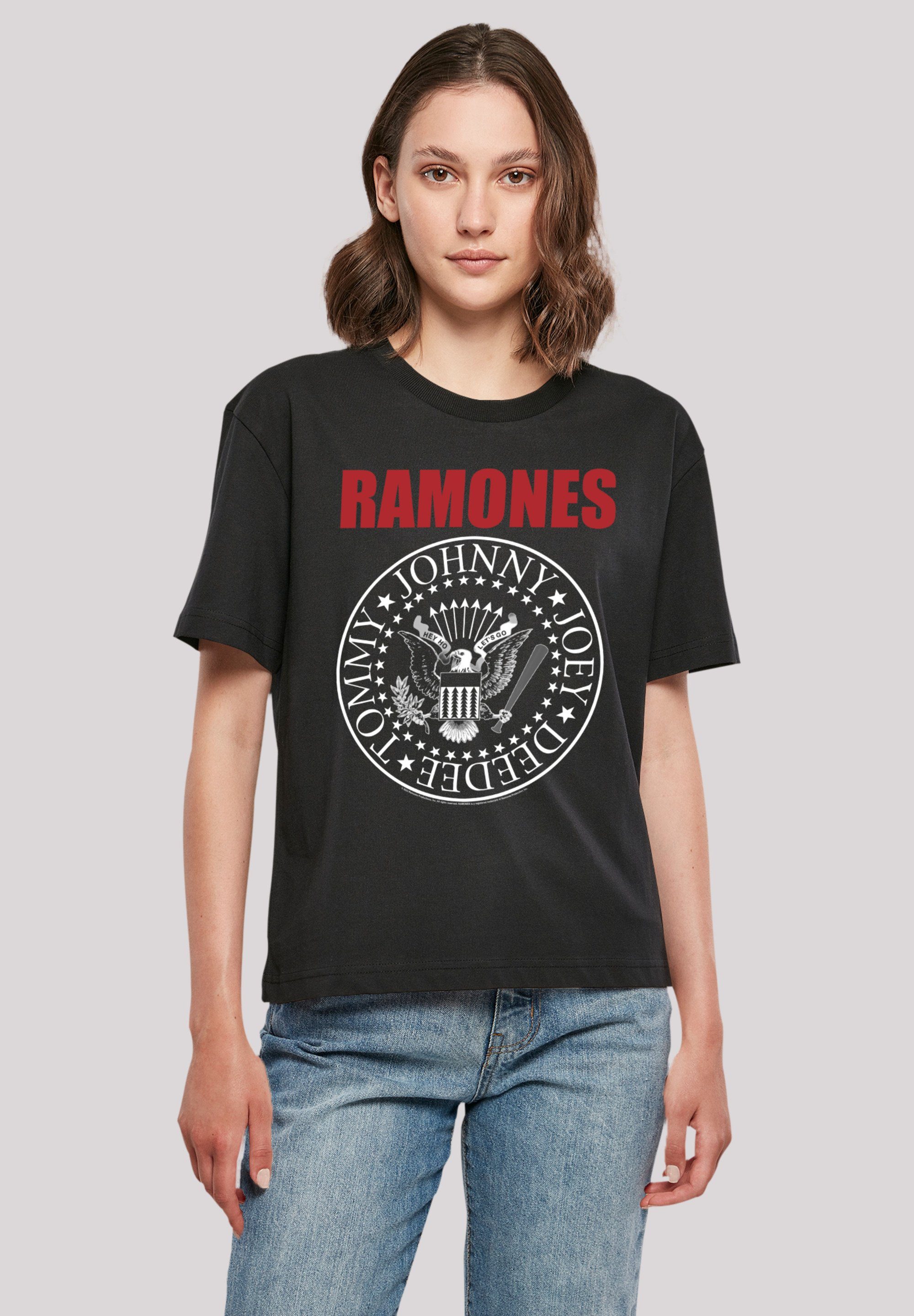 F4NT4STIC T-Shirt Ramones Rock Musik Band Red Text Seal Premium Qualität, Band, Rock-Musik