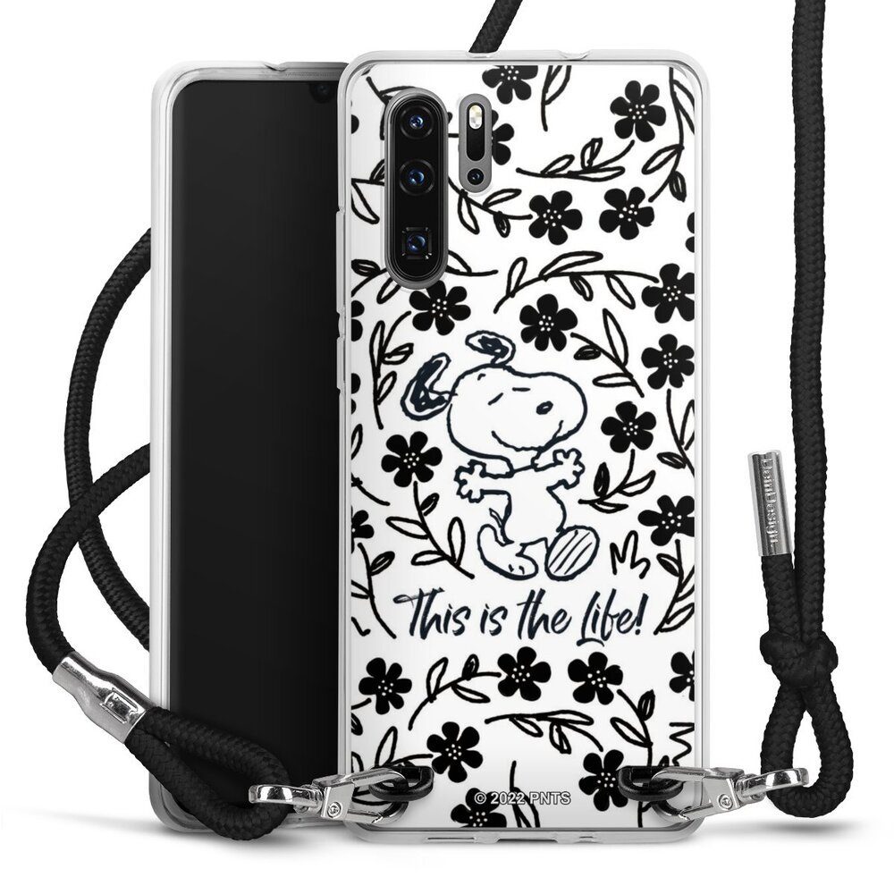 DeinDesign Handyhülle Peanuts Blumen Snoopy Snoopy Black and White This Is  The Life, Huawei P30 Pro New Edition Handykette Hülle mit Band Case zum  Umhängen