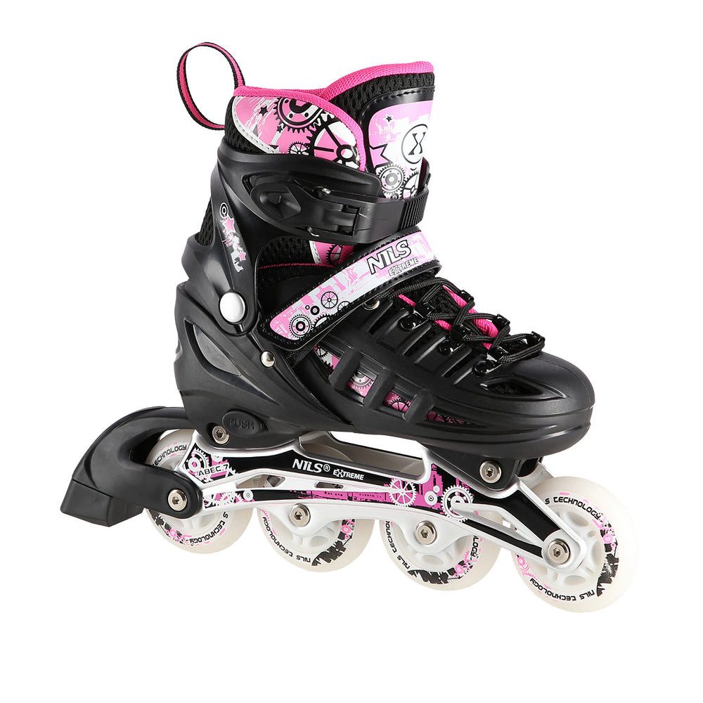 NILS EXTREME Inlineskates Kinderinliner Rollschuhe Schlittschuhe, (Spar-Set, 2-St., 35-38), 4-in-1, LED-Rollen, größenverstellbar, ABEC 7