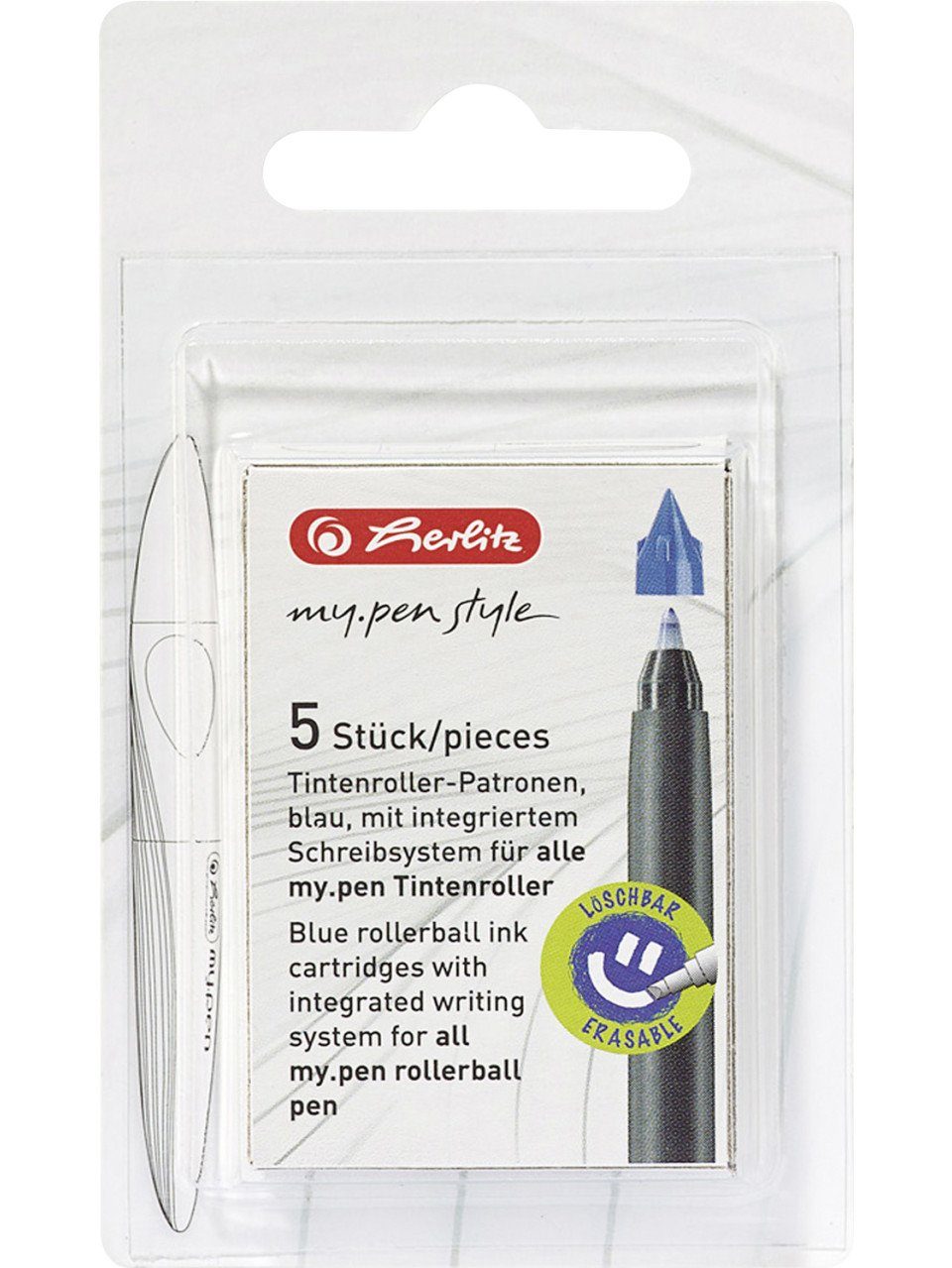 Herlitz Collegeblock herlitz Tintenroller-Patronen my.pen blau 5 Stück