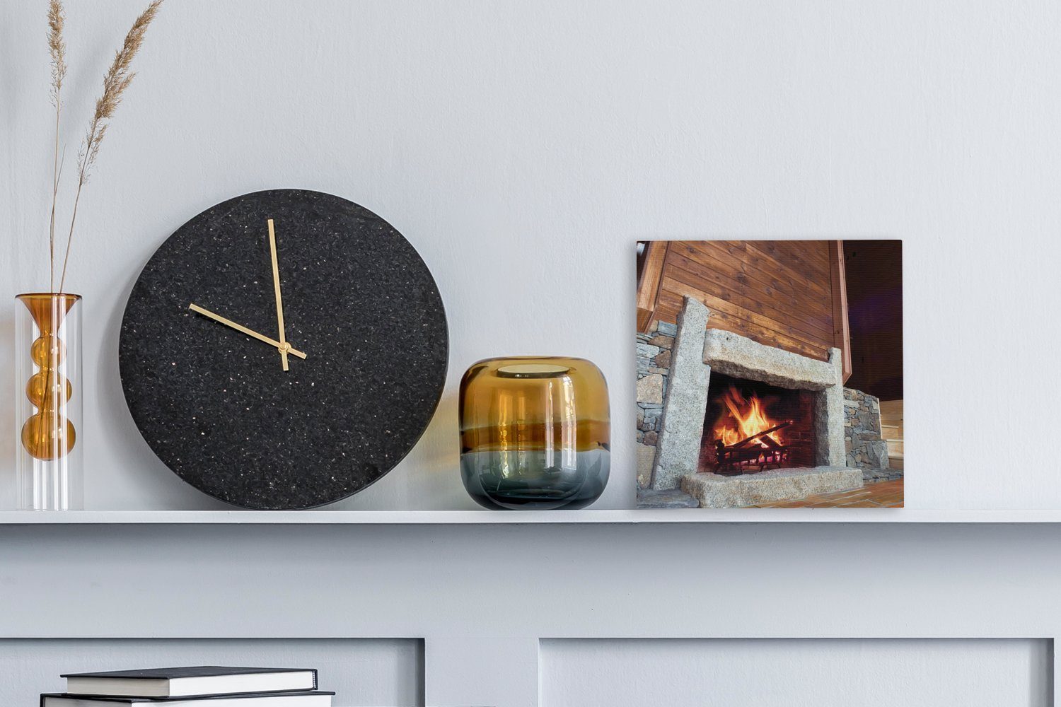 OneMillionCanvasses® Leinwandbild Kamin aus Stein, Fotodruck günstig online kaufen