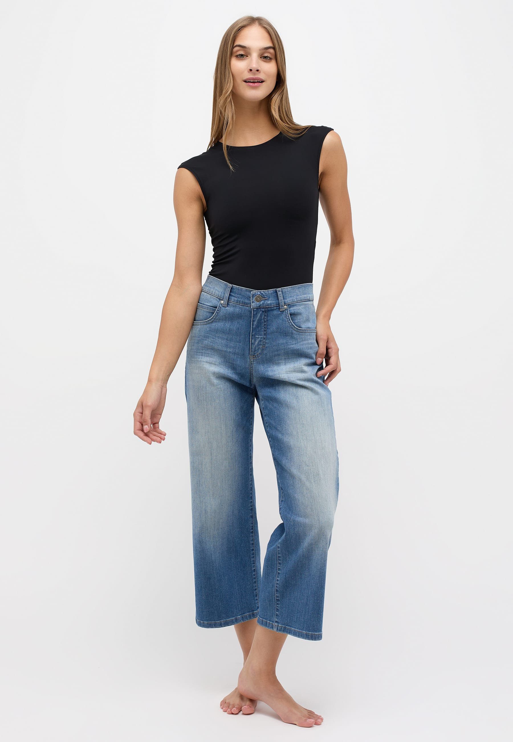 Cotton Organic Straight-Jeans blau Reißverschluss Jeans mit Linn ANGELS Mit