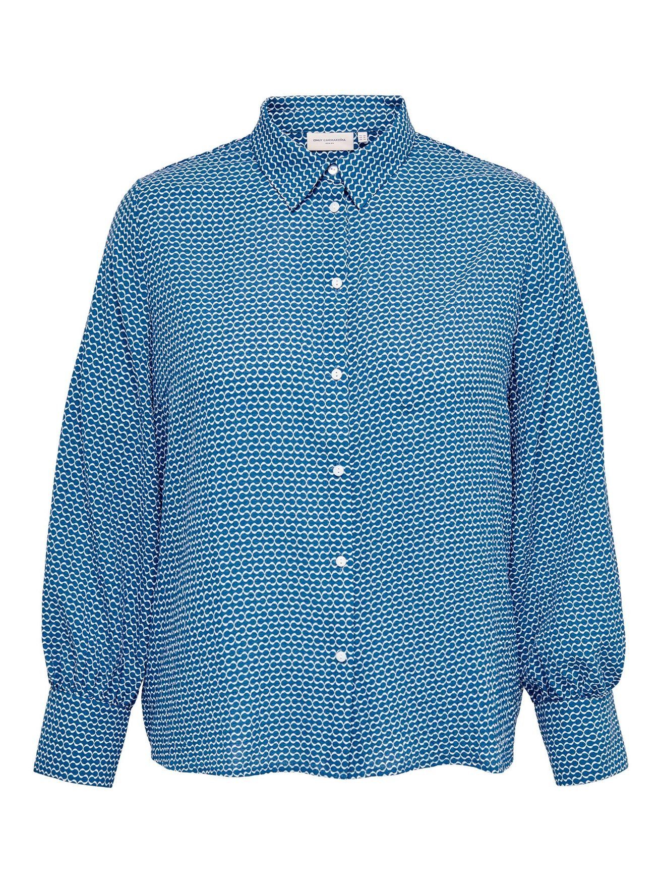 CARELVIRO 4570 Tunika Size Übergrößen Print Plus in ONLY Gemusterte Blusenshirt Hemd Bluse CARMAKOMA Blau