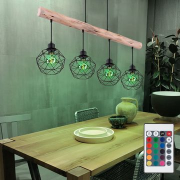 etc-shop LED Pendelleuchte, Leuchtmittel inklusive, Warmweiß, Farbwechsel, Pendel Decken Lampe Fernbedienung Holz Balken Hänge Lampe
