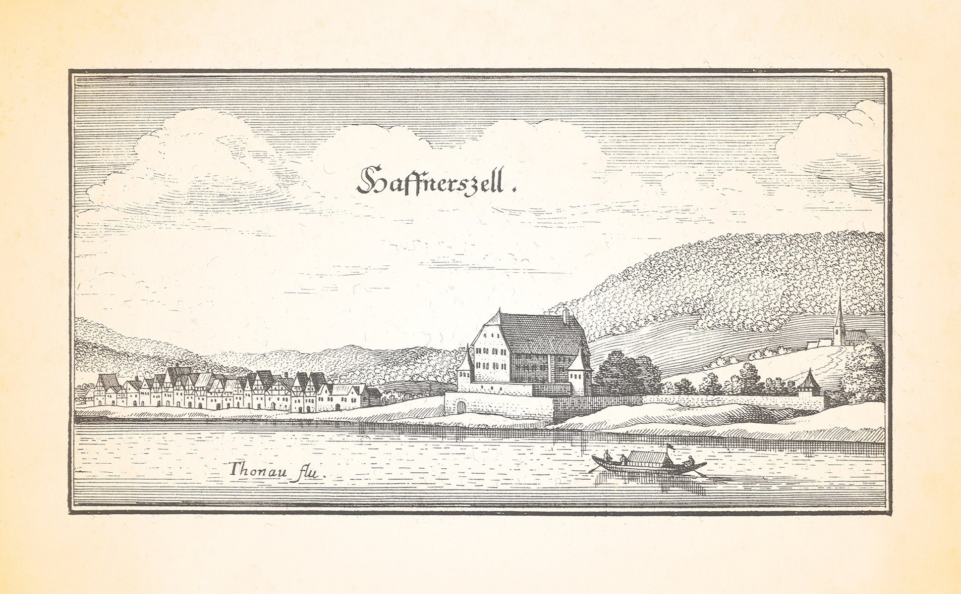 Kunstdruck Haffnerszell Donau Schloß Obernzell Marktkirche Kupferstich Merian 033