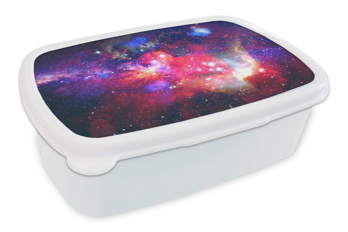 Kunststoff, weiß Farben - Universum Weltraum, Brotbox für - und und Kinder Mädchen für MuchoWow Brotdose, (2-tlg), Lunchbox Erwachsene, Jungs