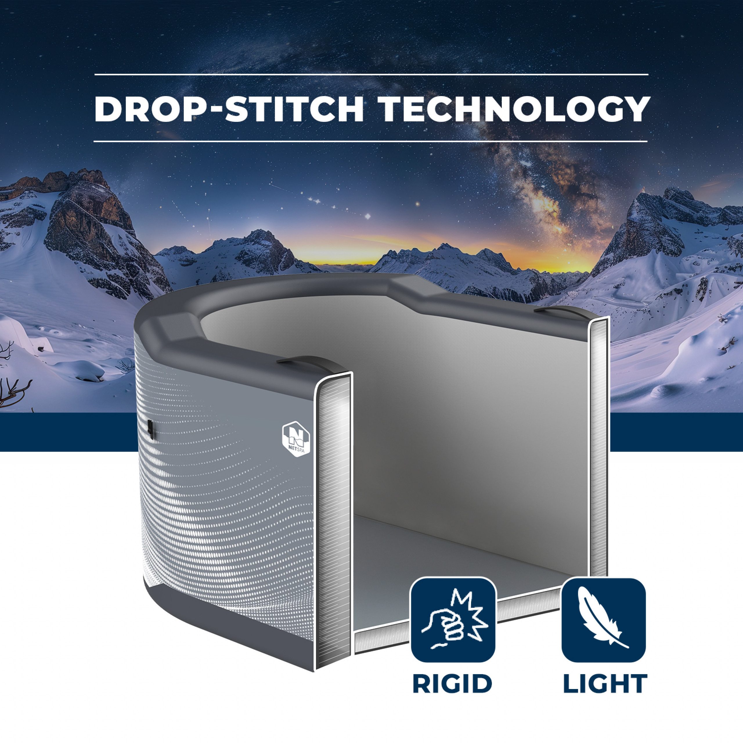 NetSpa Whirlpool NetSpa Järvi Ice Bath Eisbad Drop-Stitch-Becken mit Thermoabdeckung