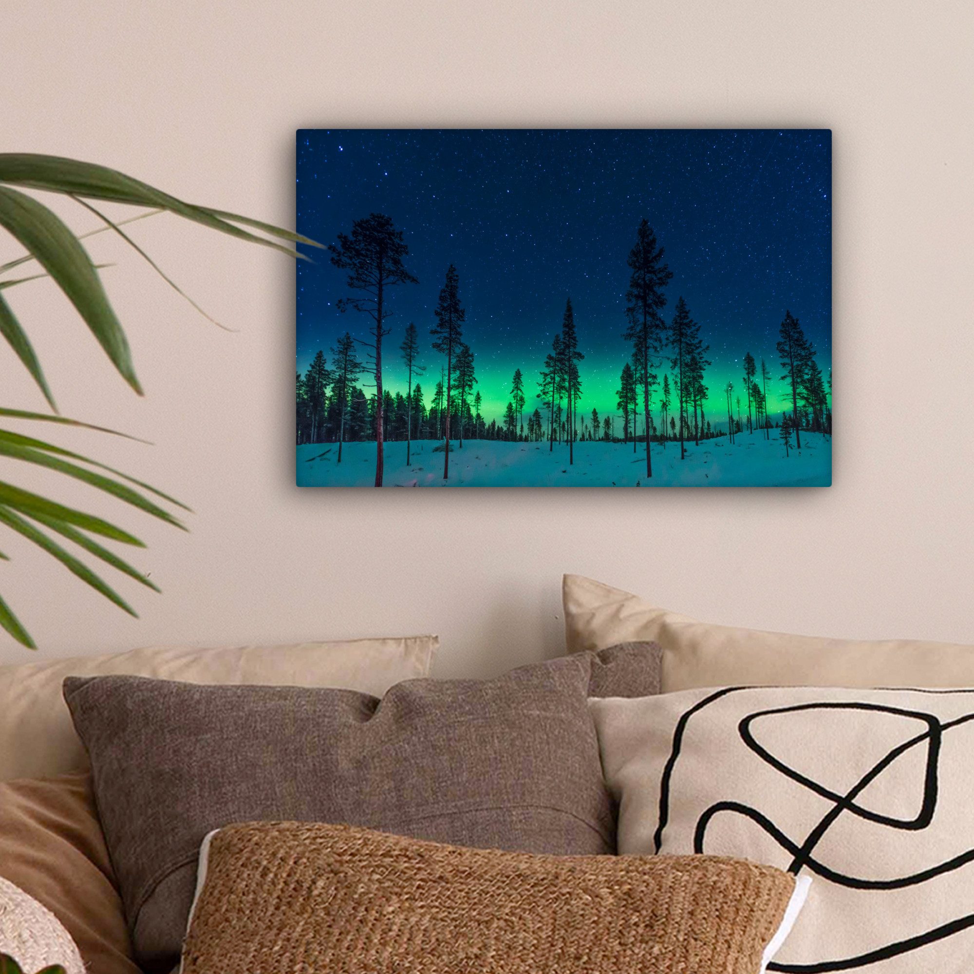 OneMillionCanvasses® Leinwandbild Nordlicht - Schnee - günstig online kaufen