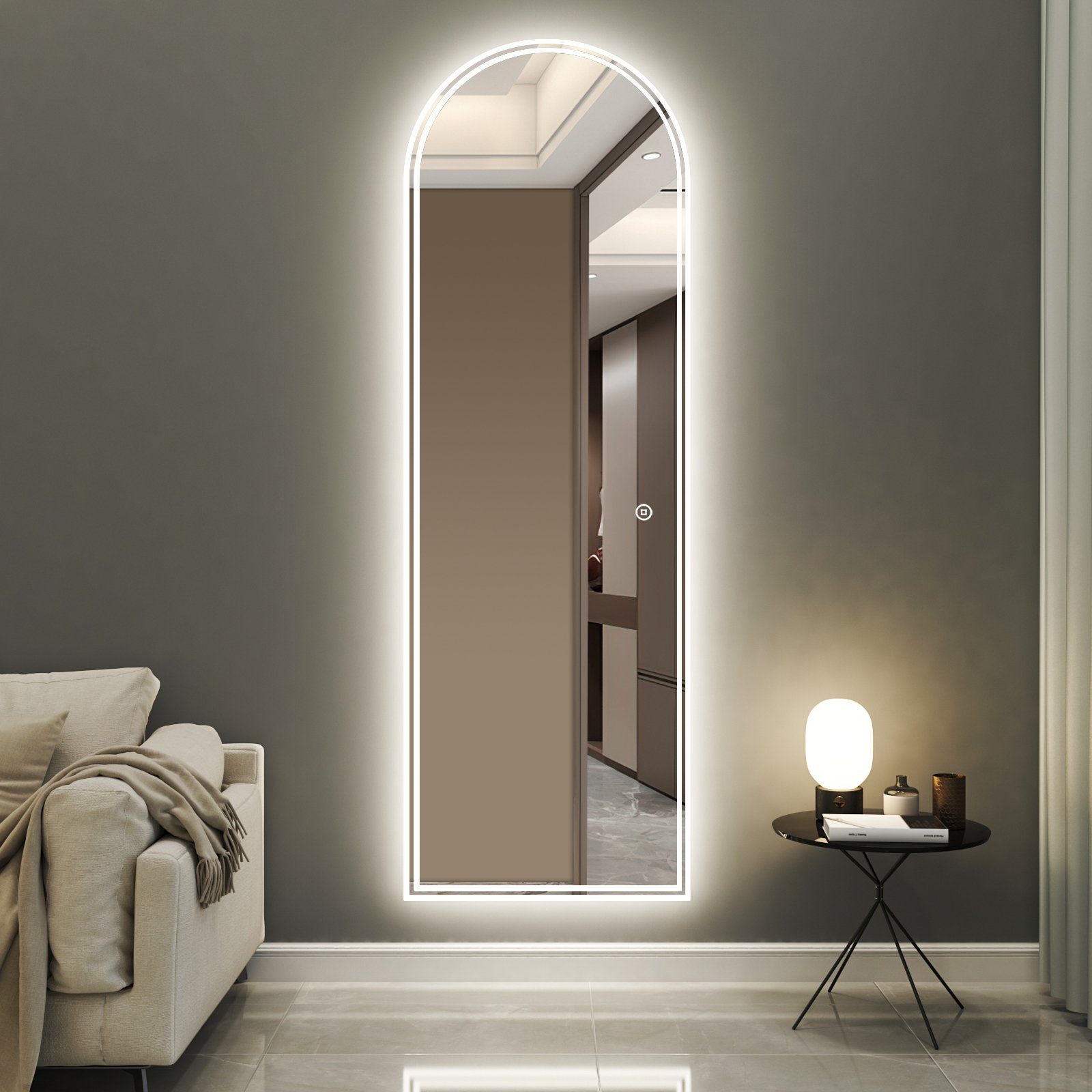 WDWRITTI Ganzkörperspiegel LED 165x60 165x50cm Wandspiegel günstig online kaufen