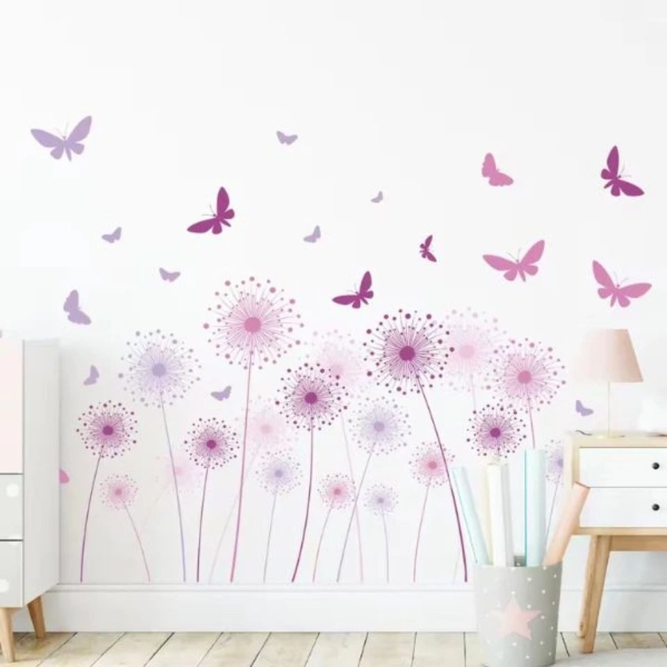 Montegoni Wandsticker Cartoon Pusteblume & Schmetterling Wandsticker – Für Kinderzimmer (Einzelsticker, 1 Wandsticker), Wasserfest, abnehmbar, selbstklebend, um – Bild 5 von 5