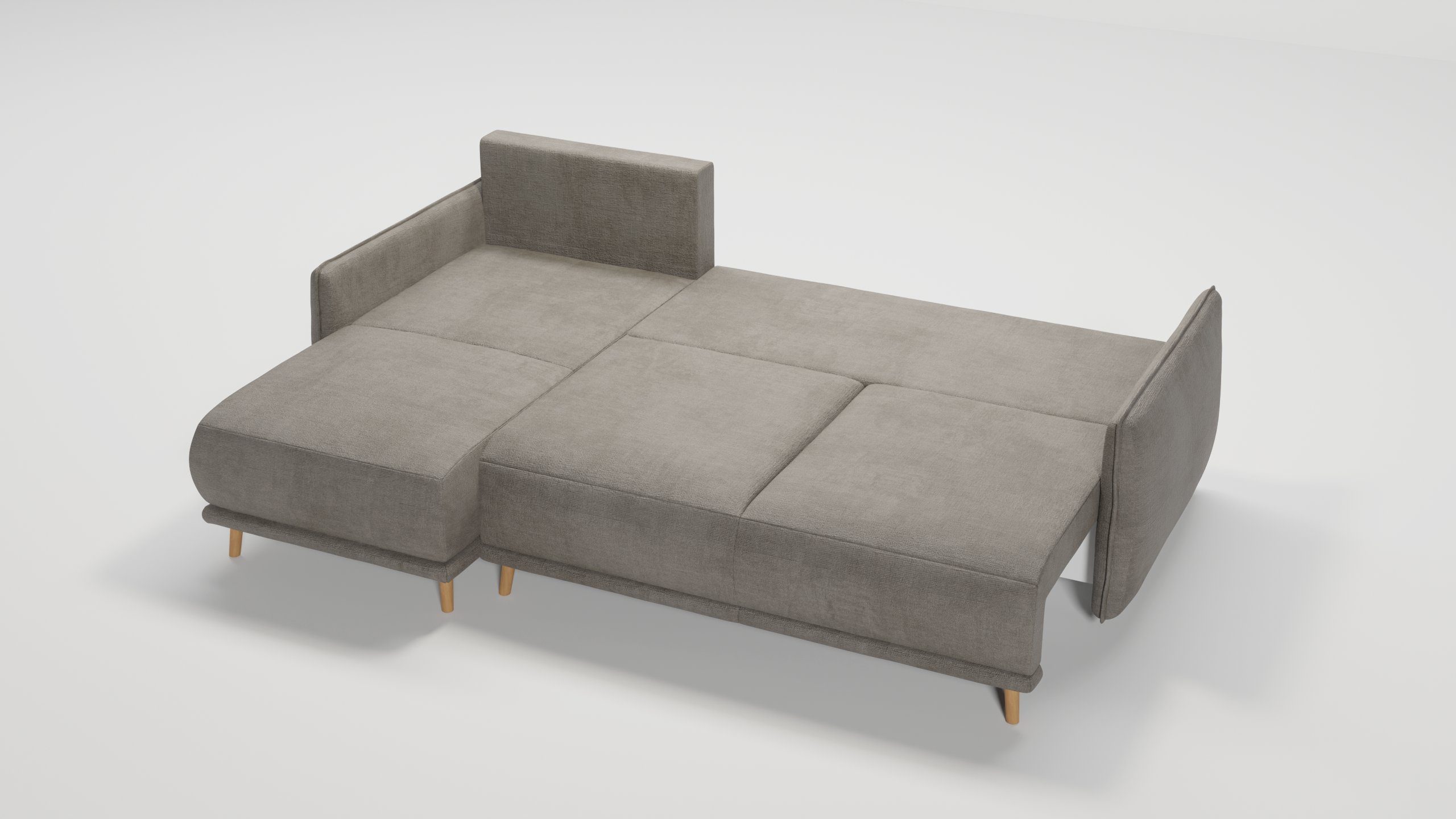 und Lina bestellbar, links Design, S-Style Bettfunktion Dunkelbeige skandinavischen im Möbel rechts Bettkasten oder mane Wellenfederung mit mit Ecksofa