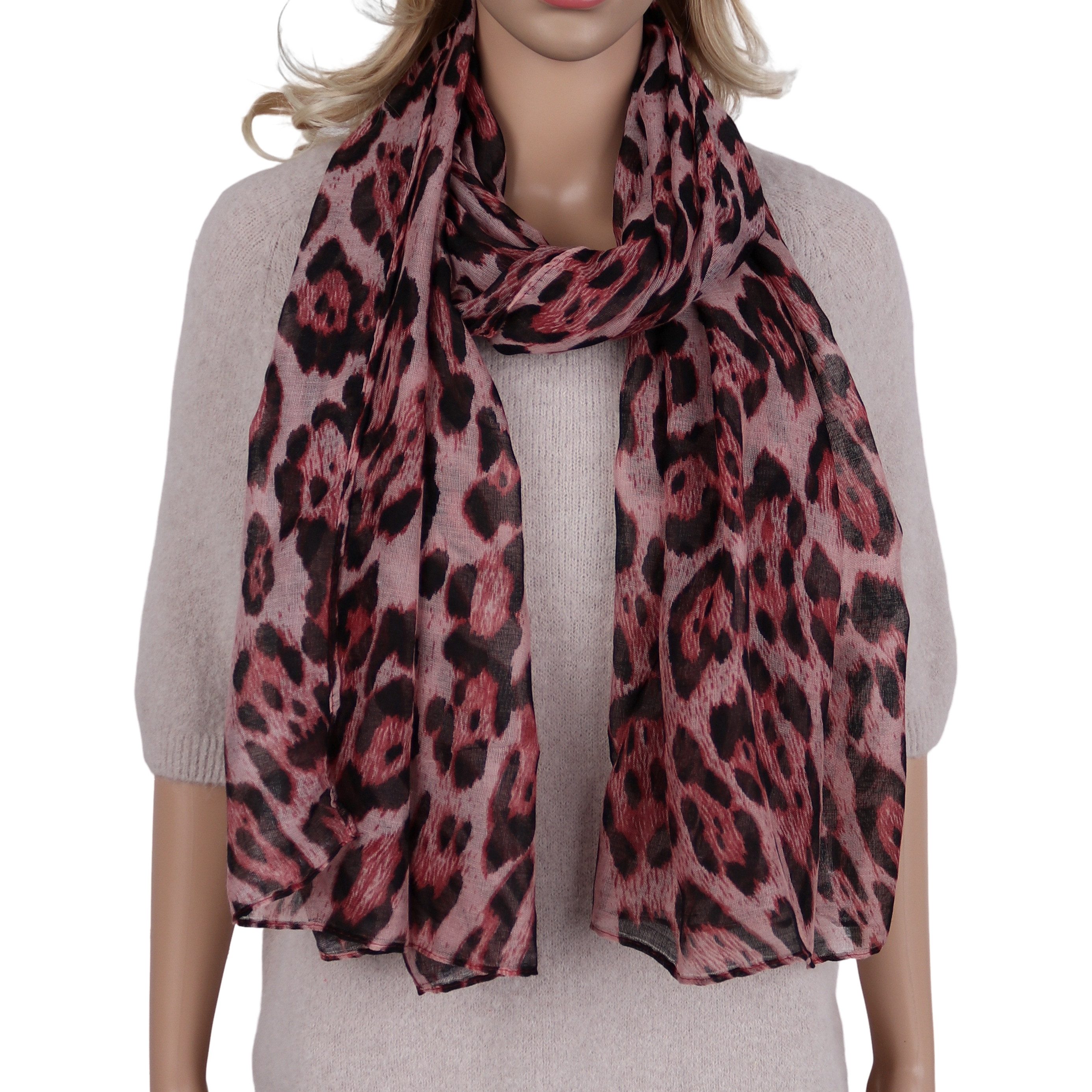 MIRROSI Modeschal Weicher & Leicht Großes Schal, ca.68x178cm, Leo Muster, (aus 70% Vikose, Atemberaubende Designs), Damen Halstuch Stola ideal für Frühling, Sommer und Herbst