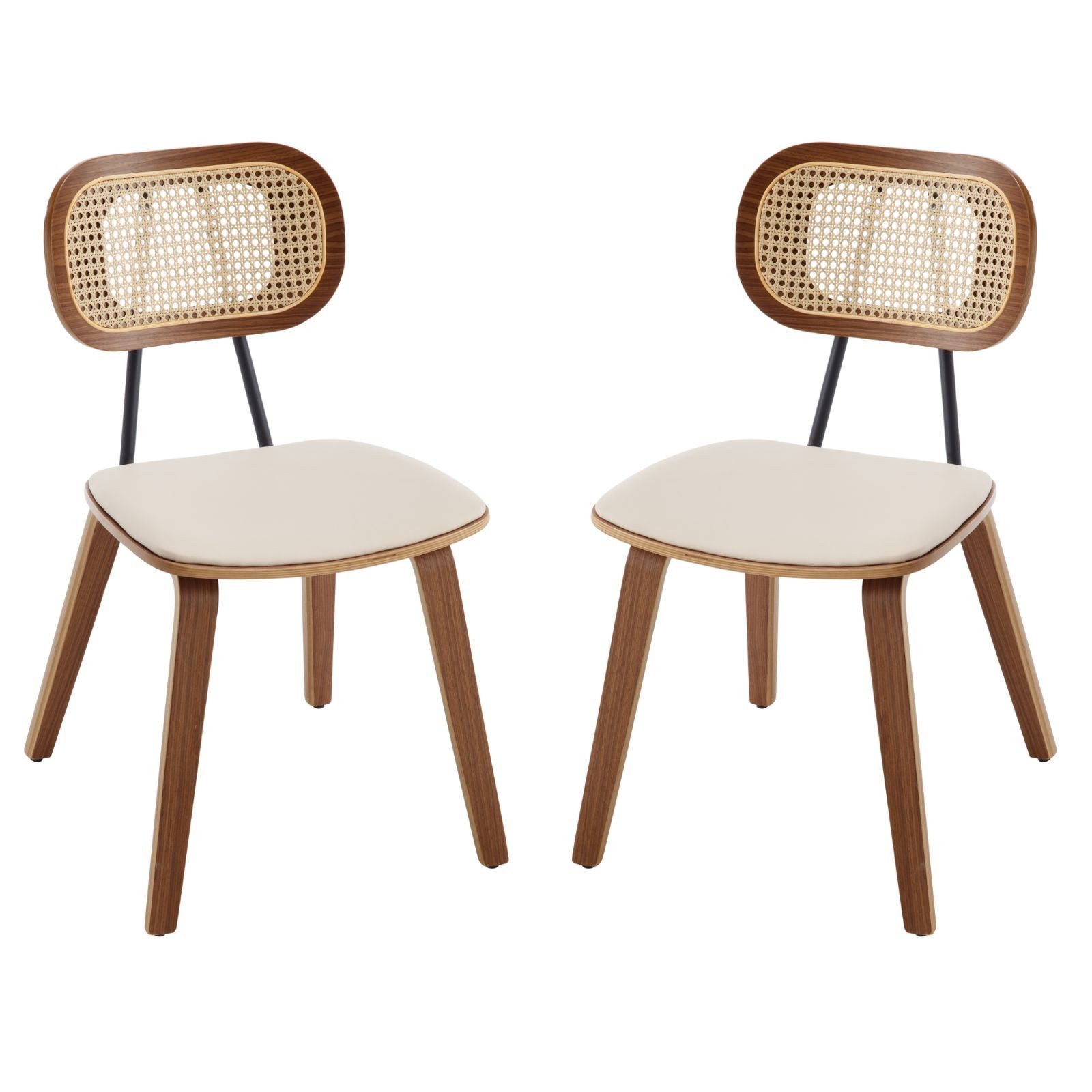 CHAIRUS Esszimmerstuhl 2er Set,mit PU-Leder, Rattan-Rückenlehne günstig online kaufen