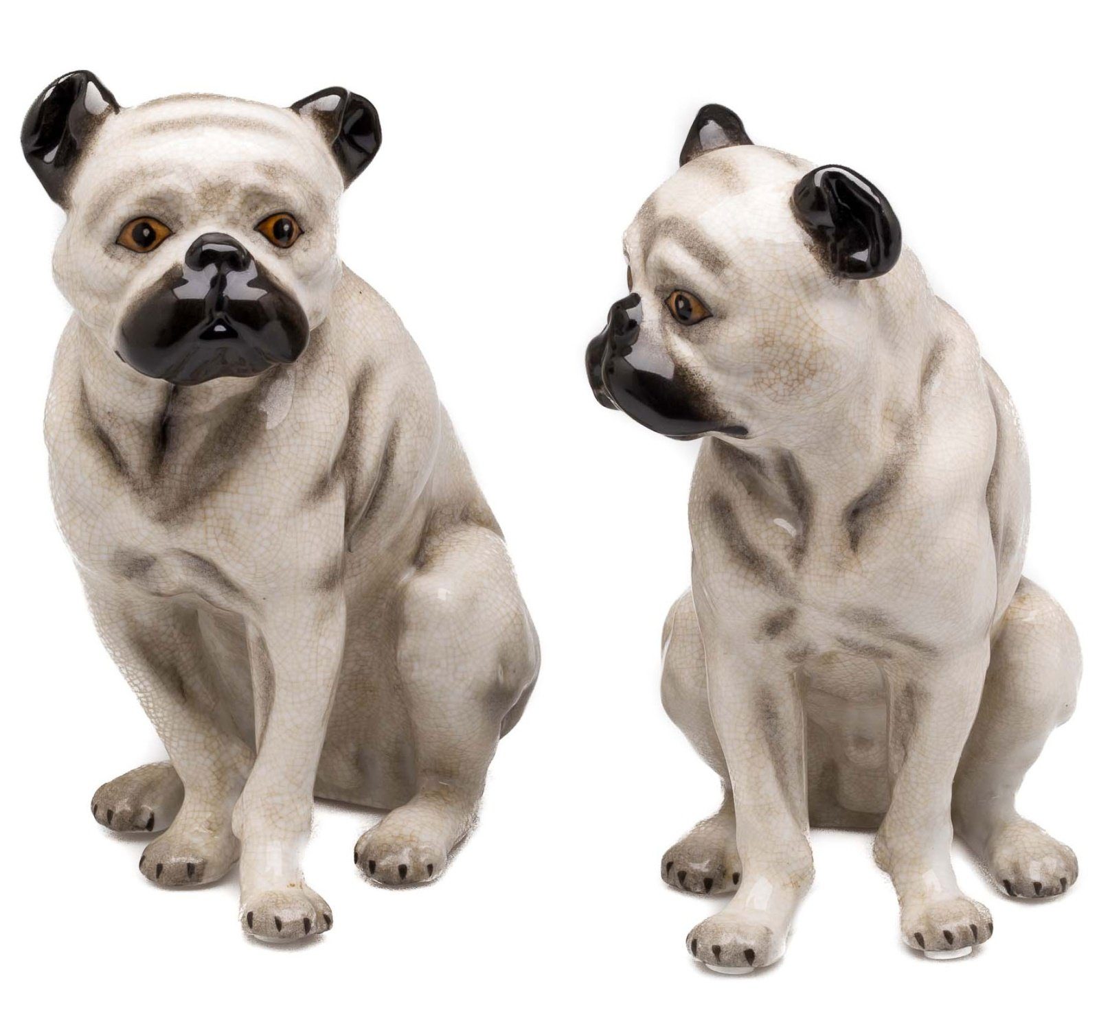 Aubaho Dekofigur Mops Paar Porzellan Hund Figur Skulptur Porzellanfigur Dekoration im A
