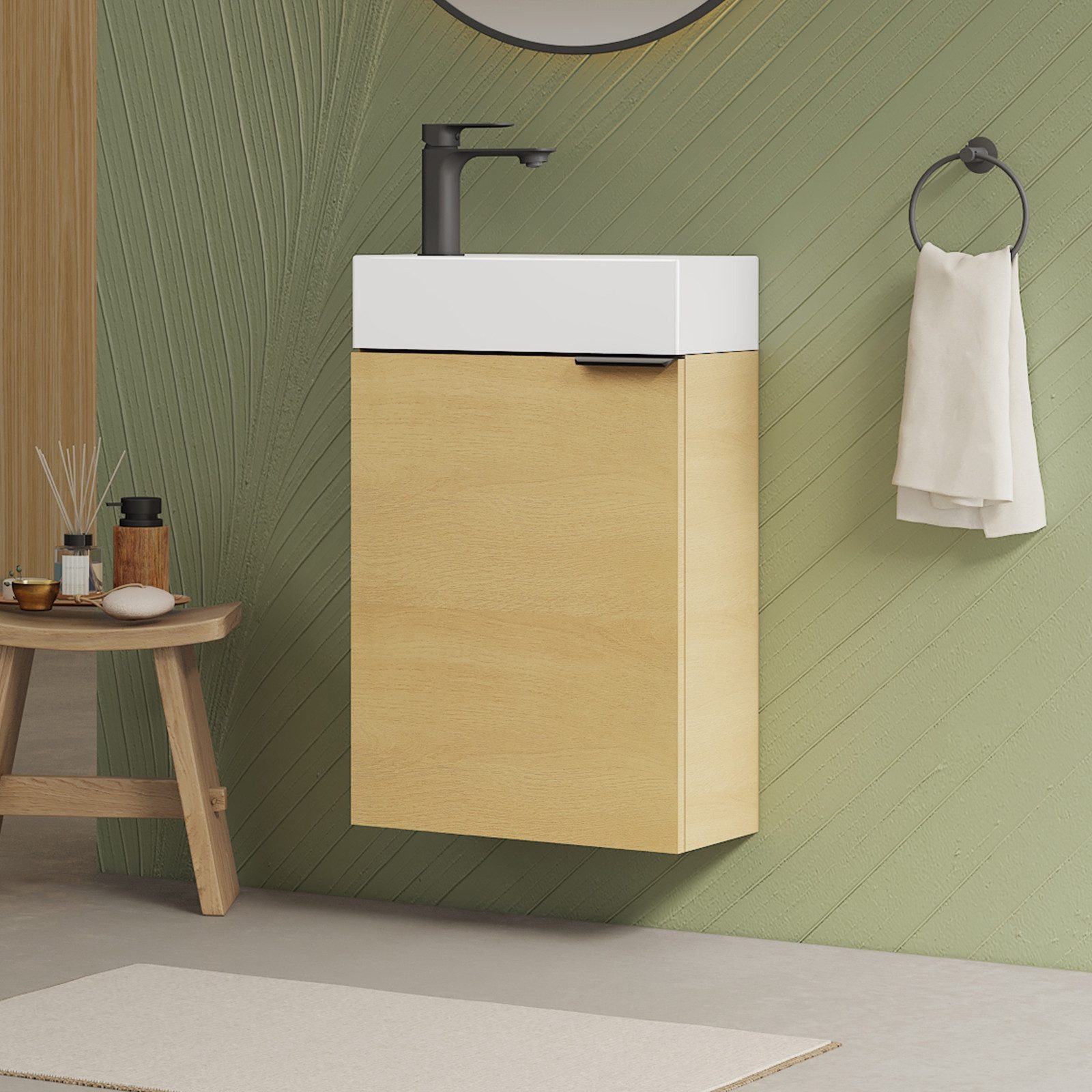 EMKE Badmöbel-Set Kompakter Badschrank mit Waschbecken günstig online kaufen