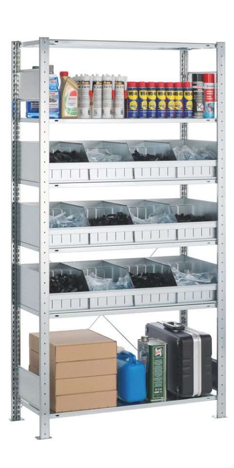 Steckregal Grundregal, Kleinteileregal MULTIplus150, 2000 x 1000 x 500 mm