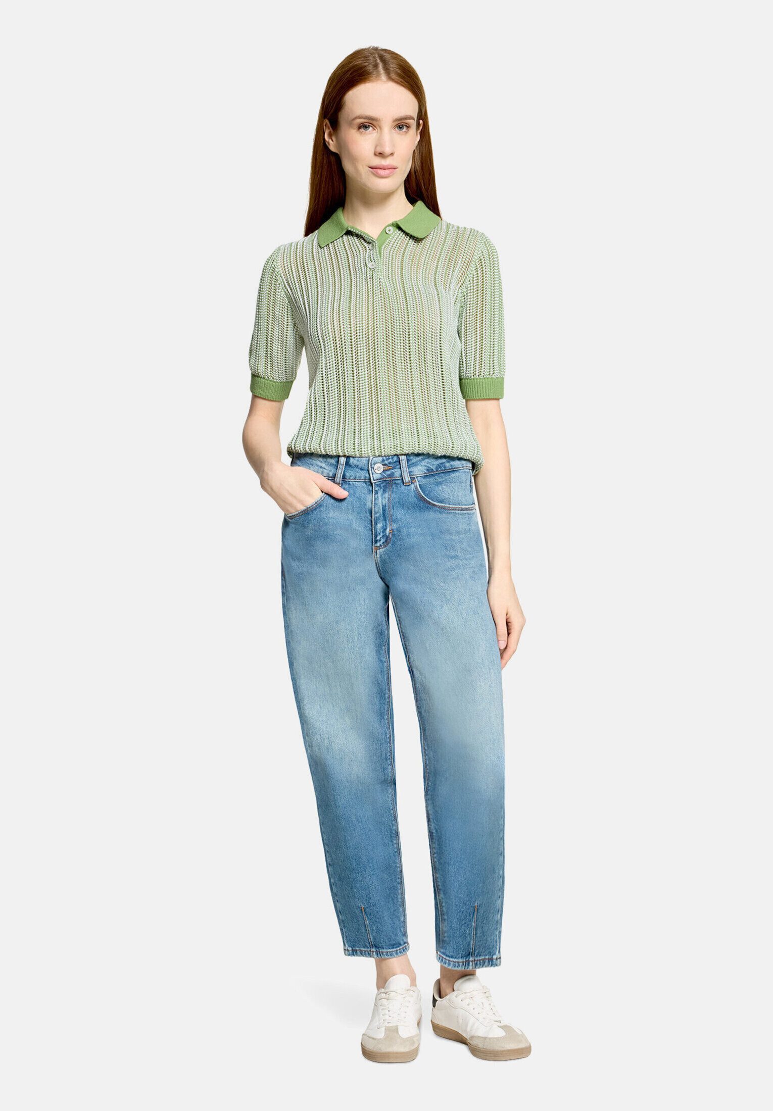 Cartoon Kurzarmshirt Damen mit Kragen (1-tlg)