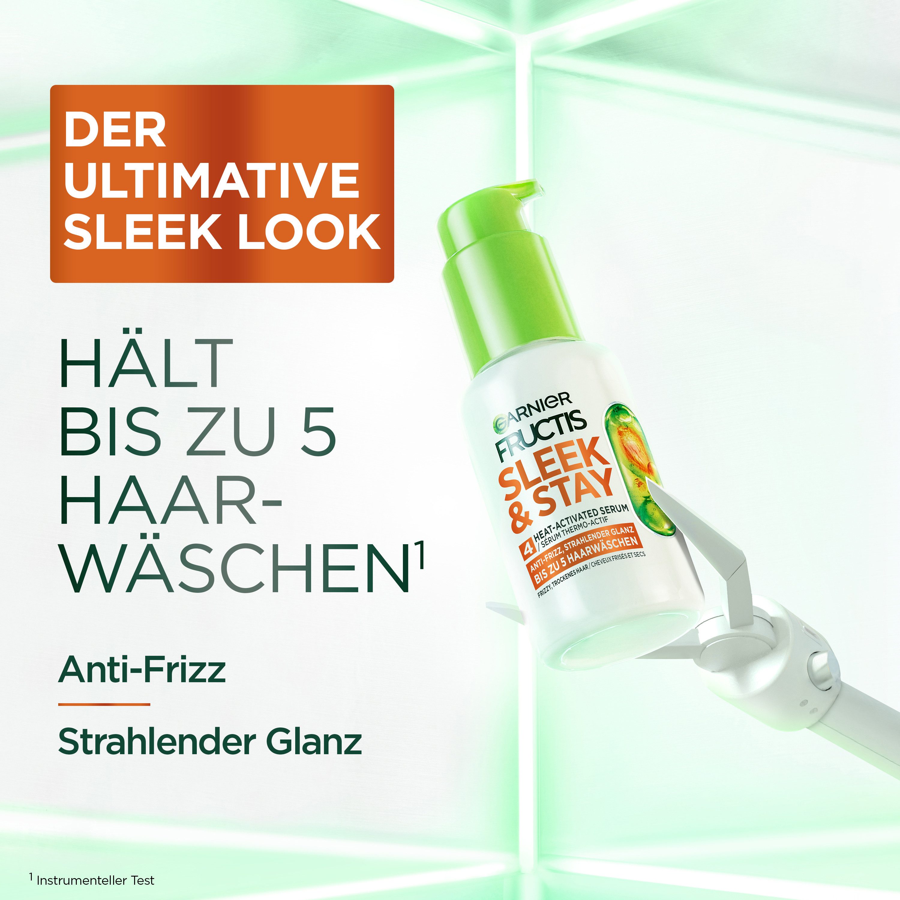 GARNIER Haarserum GARNIER FRUCTIS SLEEK & STAY HEAT-ACTIVATED SERUM, Für trockenes, zu Frizz neigendes Haar, bietet Schutz für Haarfaser.