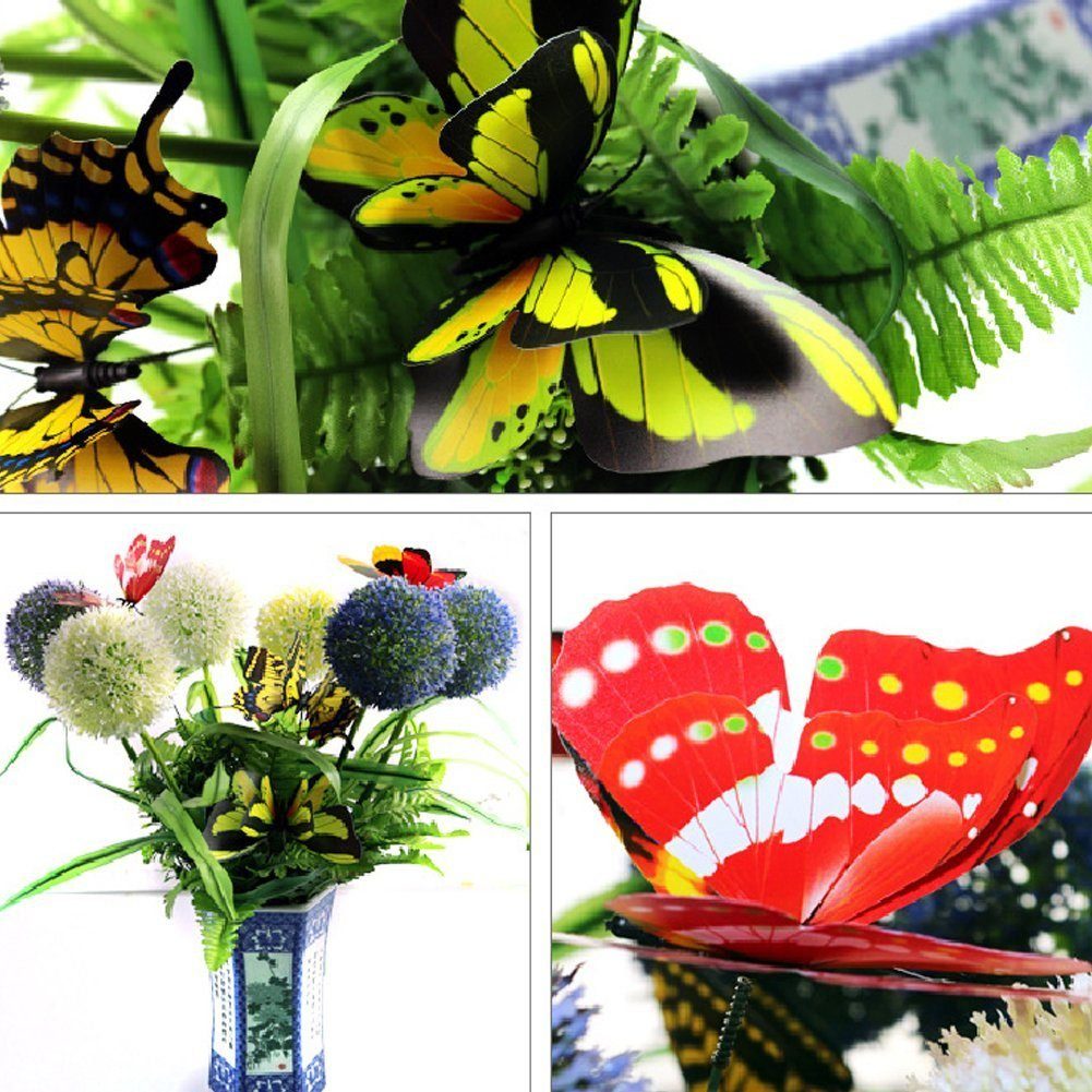 Garten Papierschmetterlinge Stück Schmetterlinge 50 Stangen, Garten Ornamente Papierschmetterlinge LENBEST