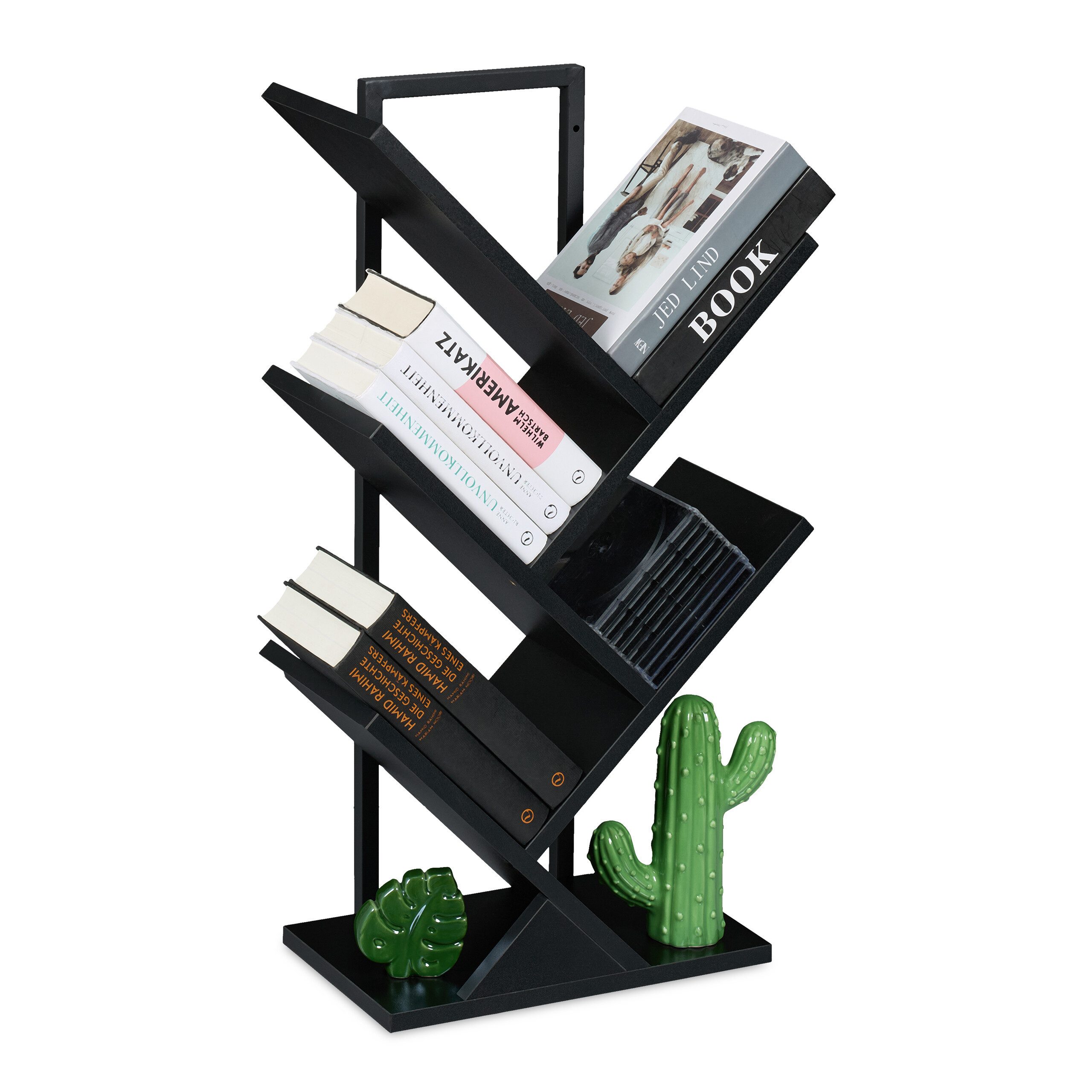 relaxdays Bücherregal 4 Fäch, Schwarz günstig online kaufen